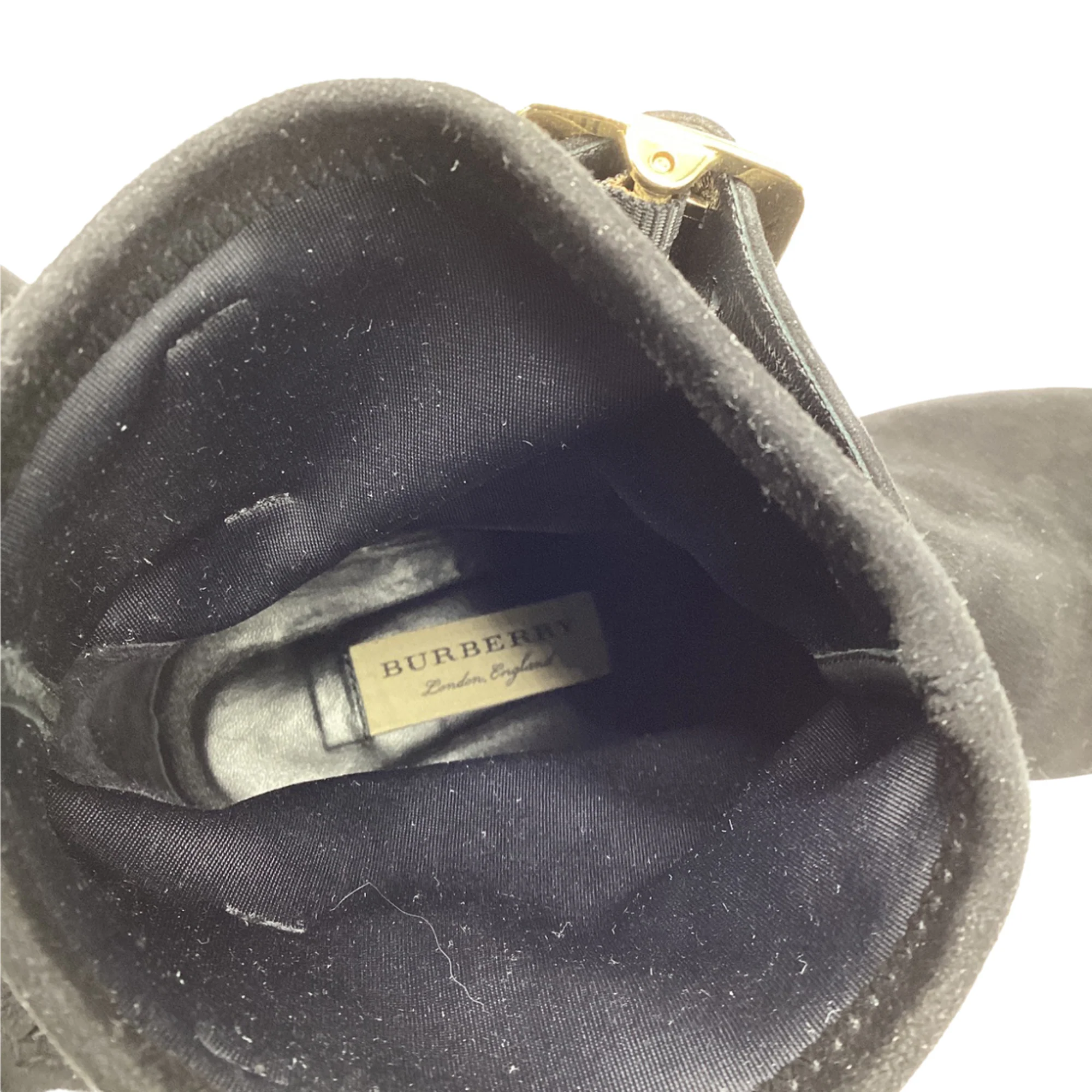 Women's Burberry Britannia Buckled Ankle Boots in Black Suede - Image 10