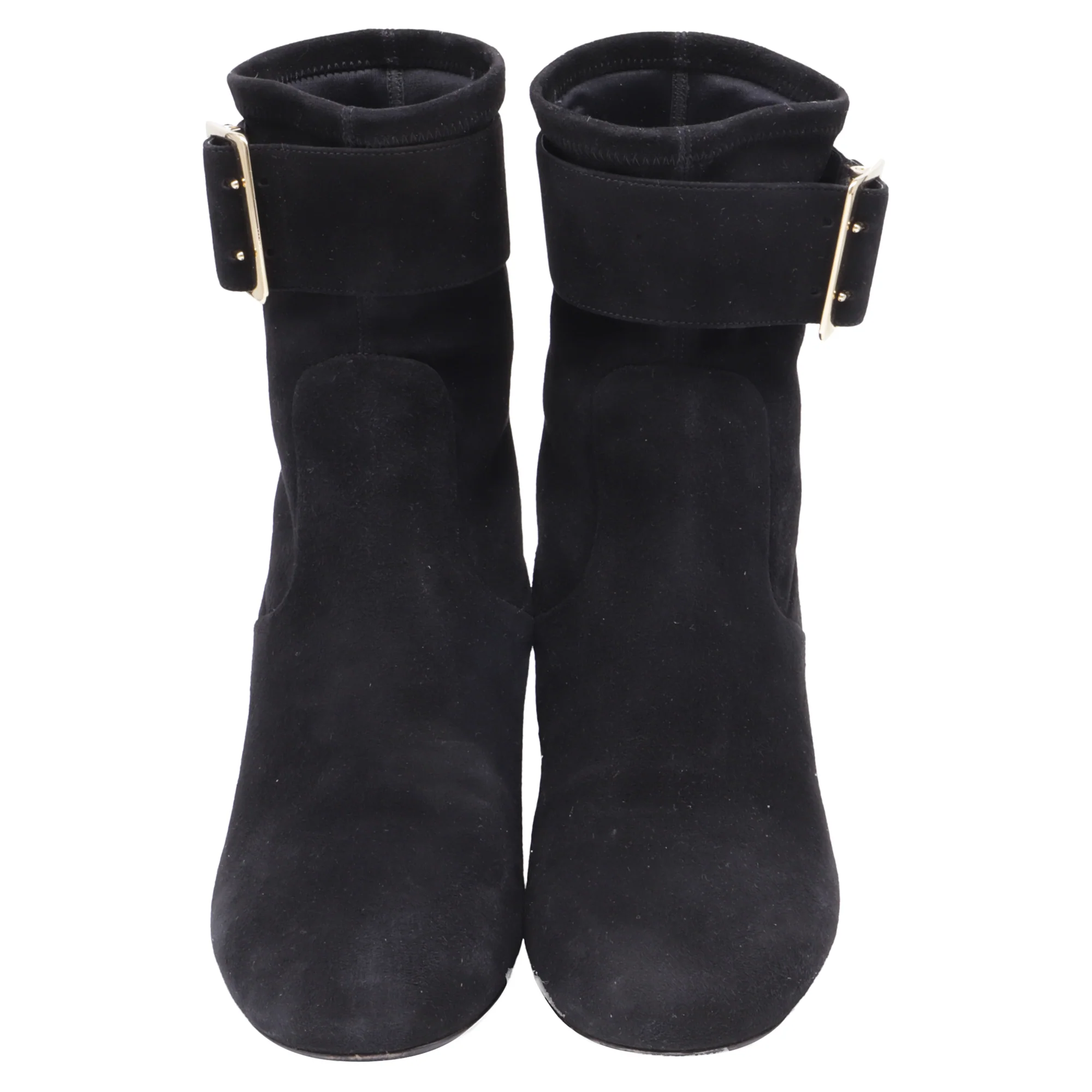 Women's Burberry Britannia Buckled Ankle Boots in Black Suede - Image 2