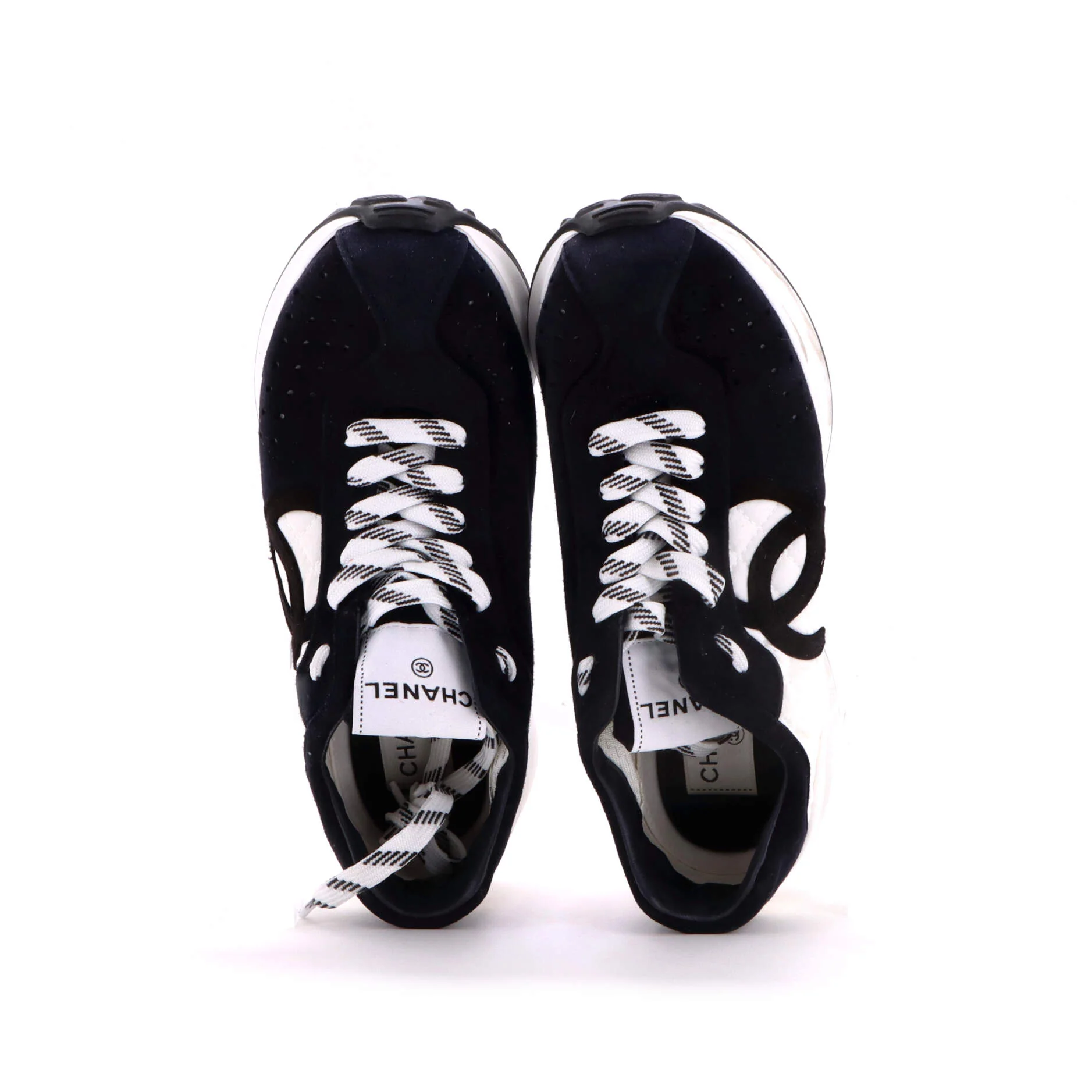 Women's Bicolor CC Low-Top Sneakers Perforated and Quilted Suede - Image 3