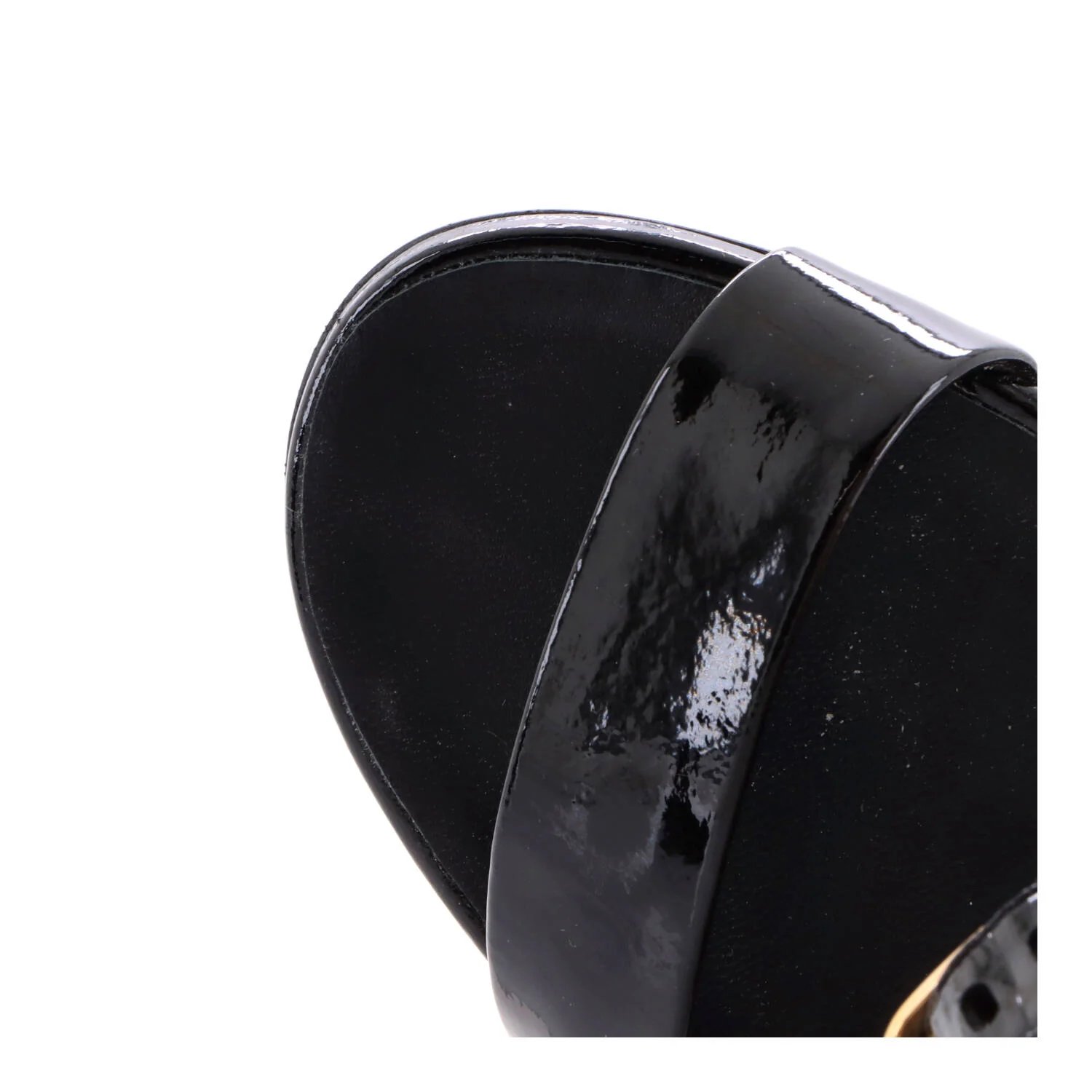 Women's CC Buckle Block Heeled Sandals Patent - Image 5