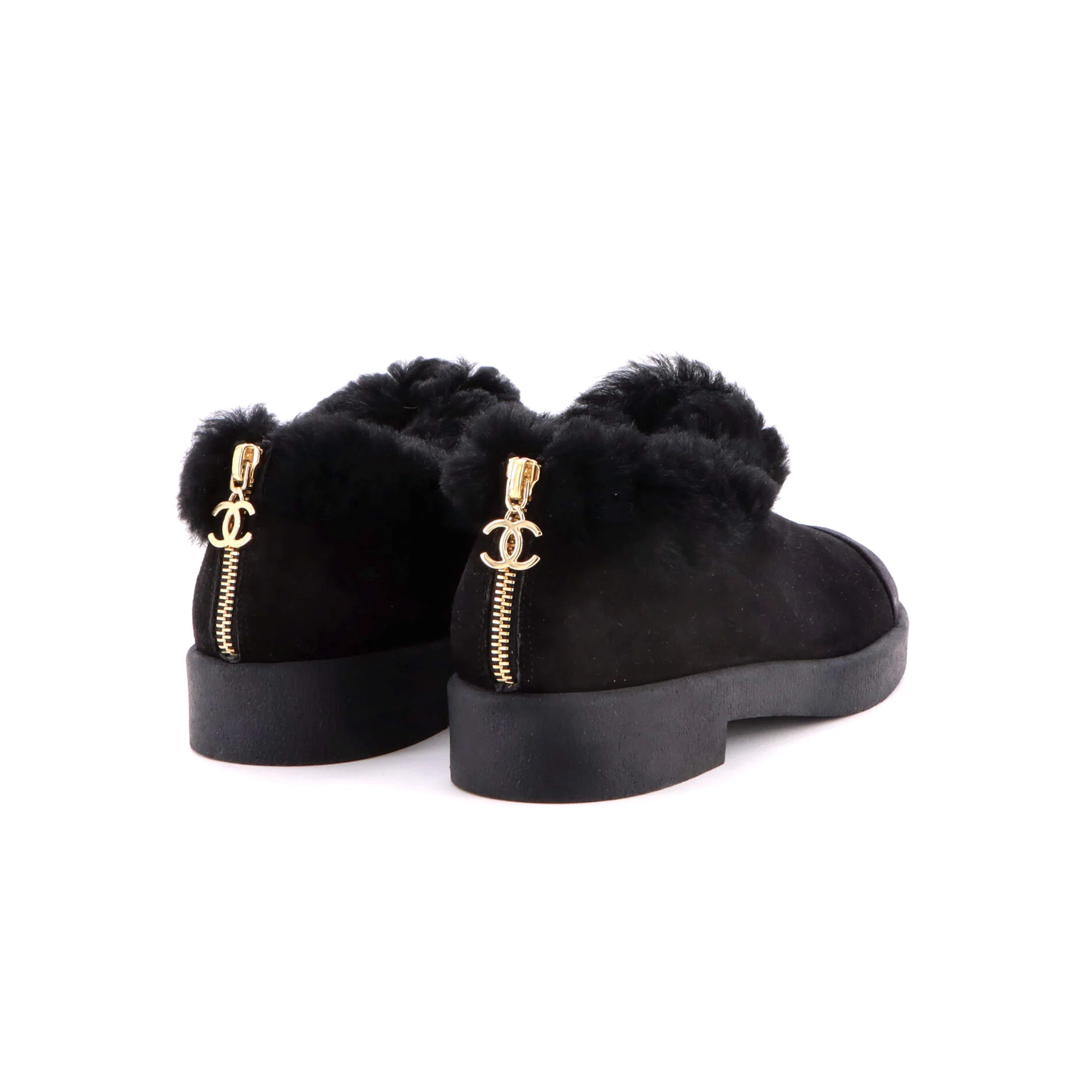 Women's CC Cap Toe Ankle Boots Suede and Shearling - Image 3