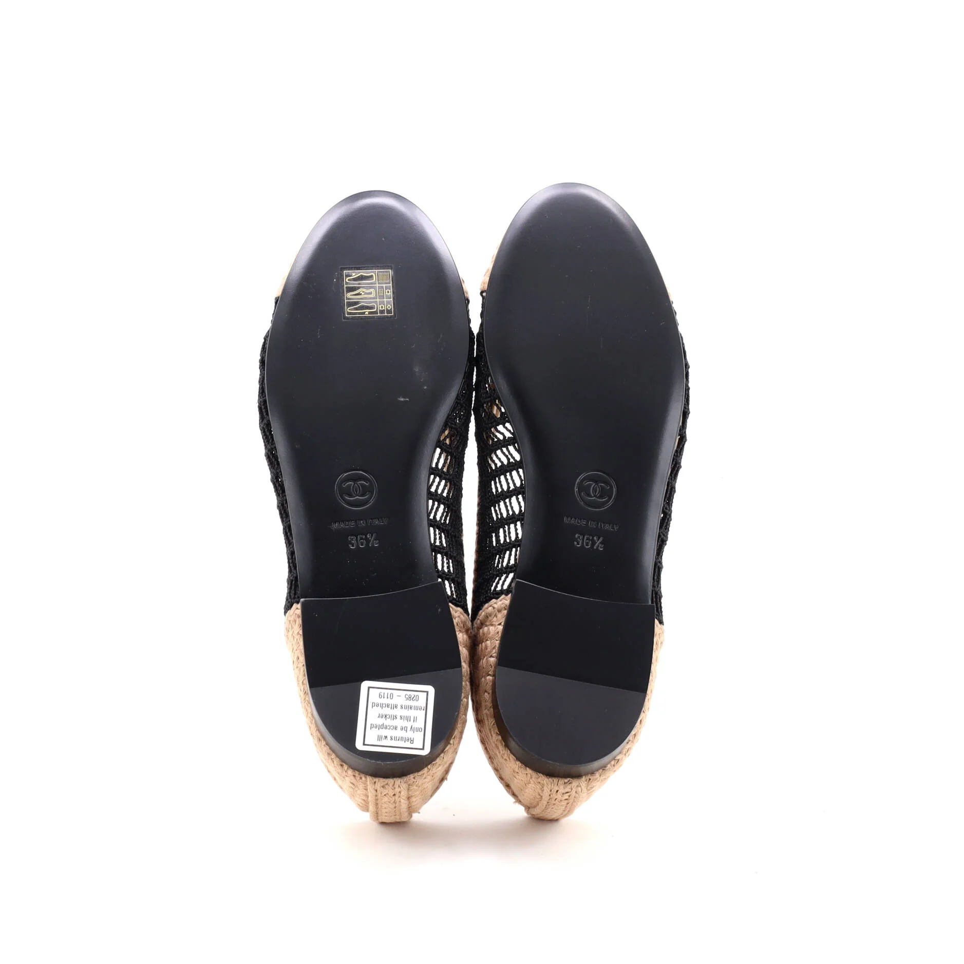 Women's CC Cap Toe Ballerina Flats Crochet Raffia - Image 4