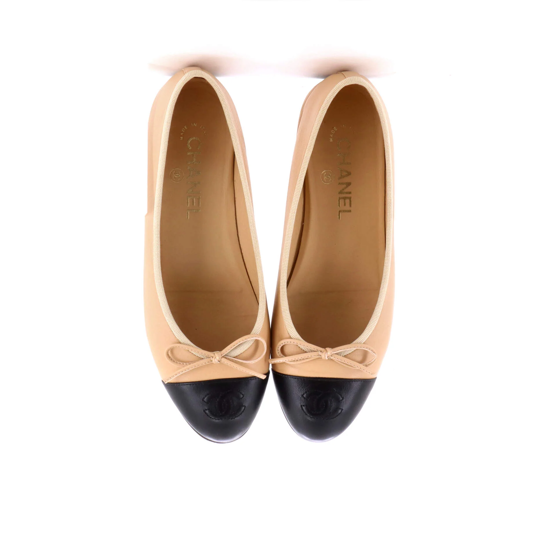 Women's CC Cap Toe Bow Ballerina Flats Leather - Image 2