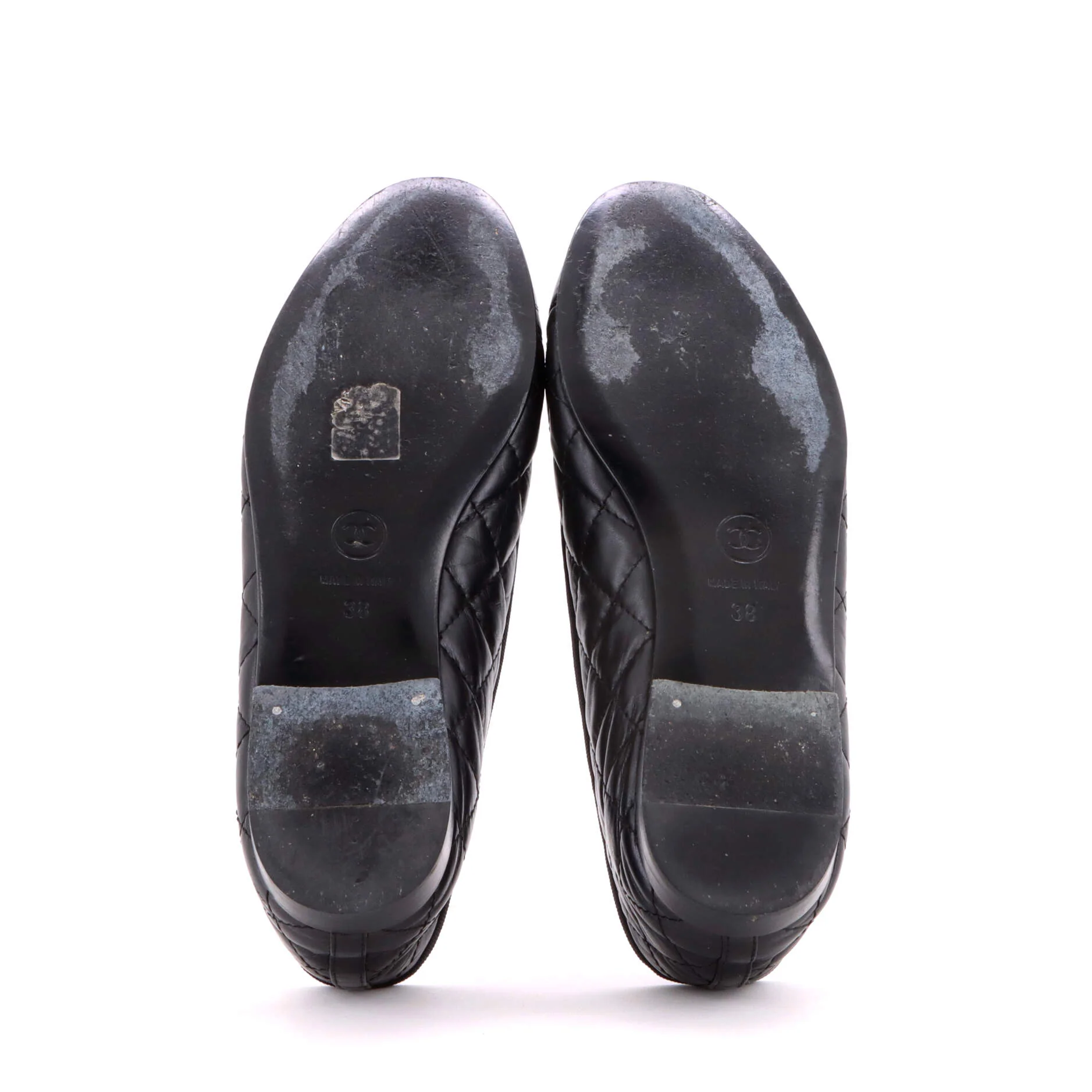 Women's CC Cap Toe Bow Ballerina Flats Quilted Leather - Image 4