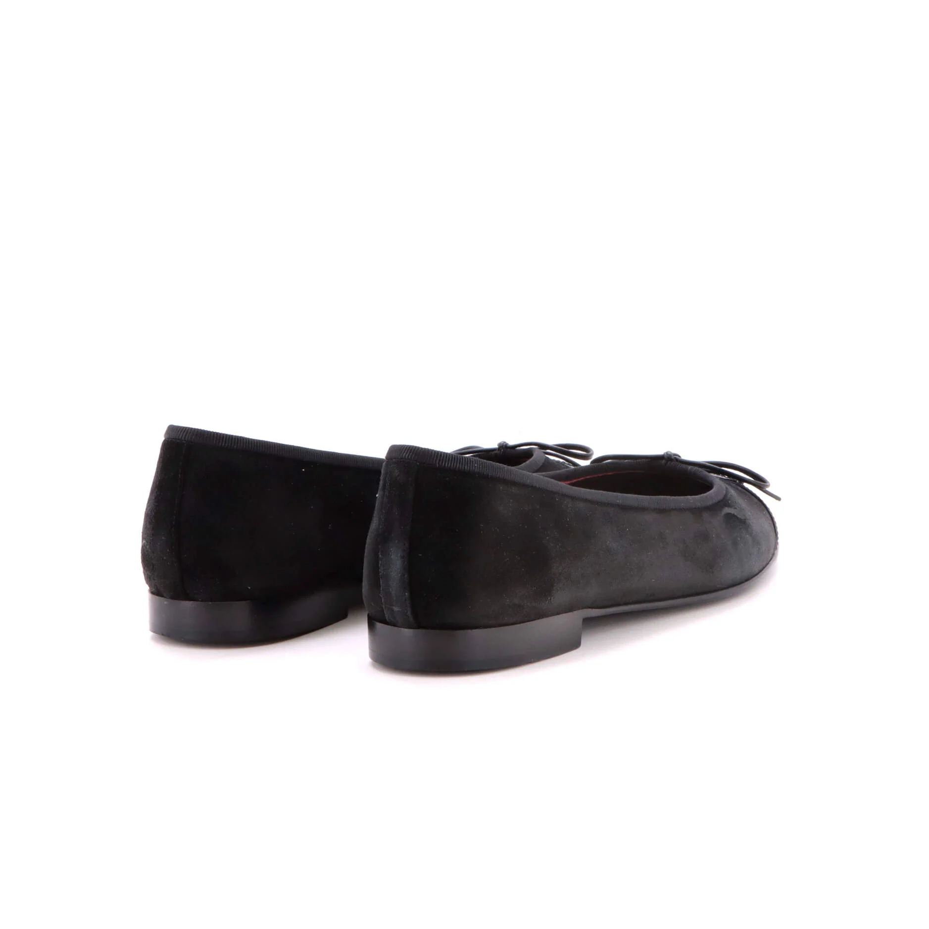 Women's CC Cap Toe Bow Ballerina Flats Suede with Patent - Image 3