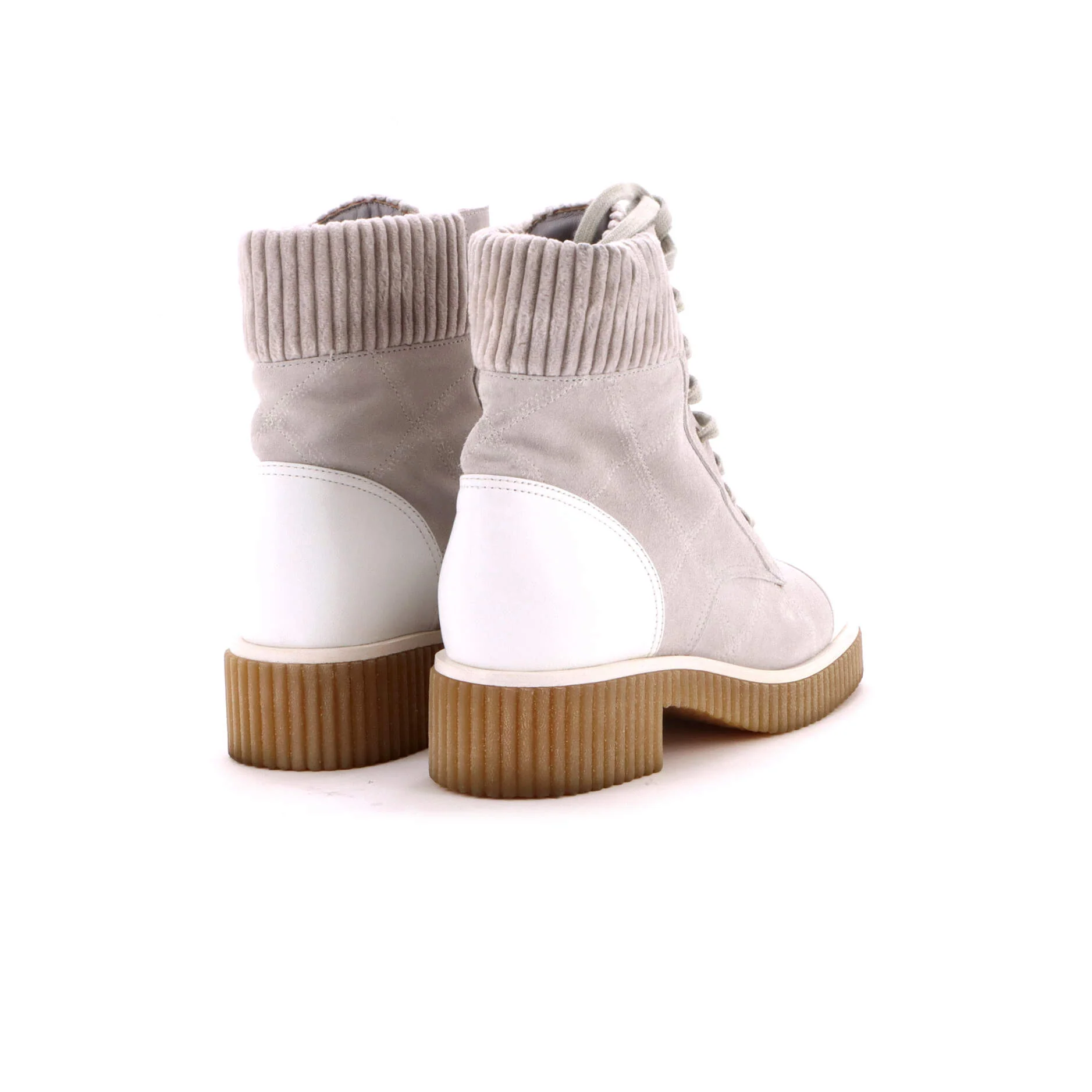 Women's CC Cap Toe Combat Boots Quilted Suede with Leather - Image 3