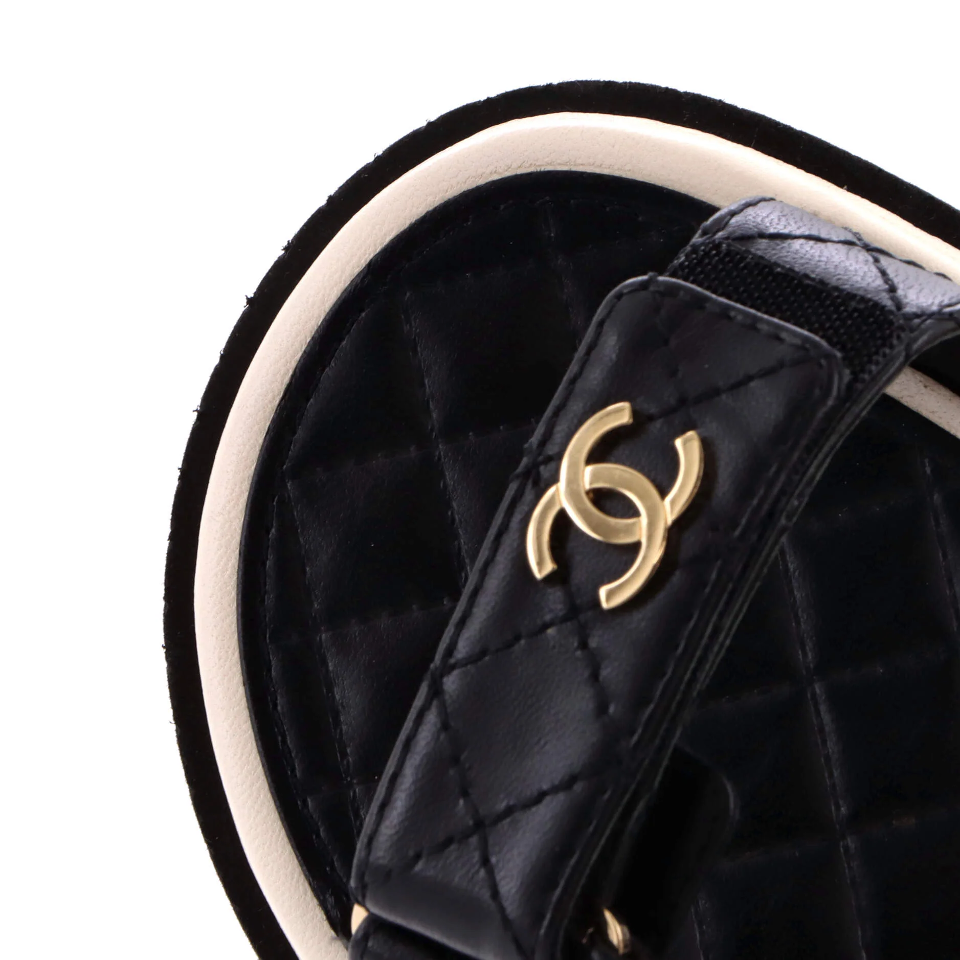 Women's CC Logo Strappy Slingback Platform Sandals Quilted Leather - Image 5
