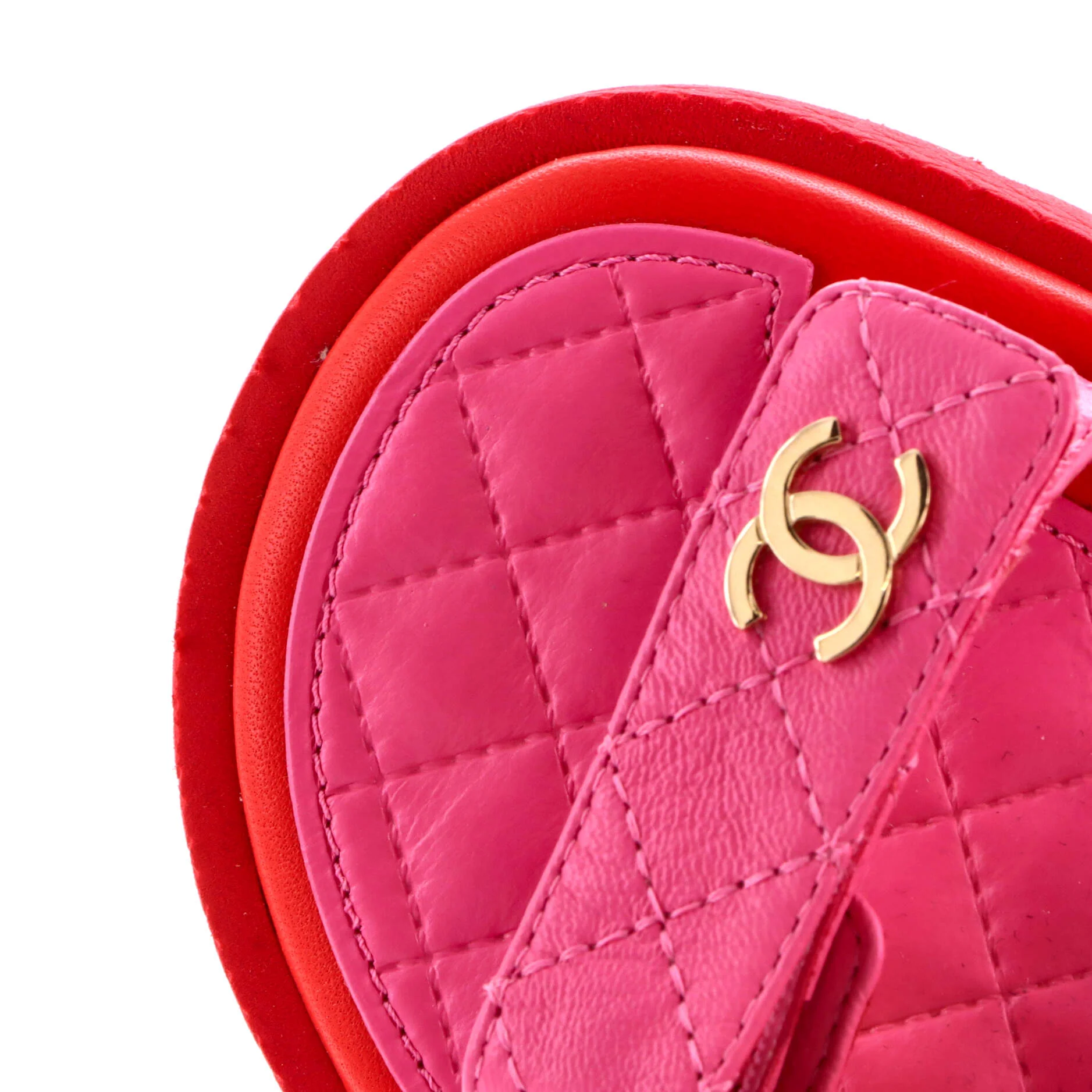 Women's CC Logo Strappy Slingback Platform Sandals Quilted Leather - Image 5