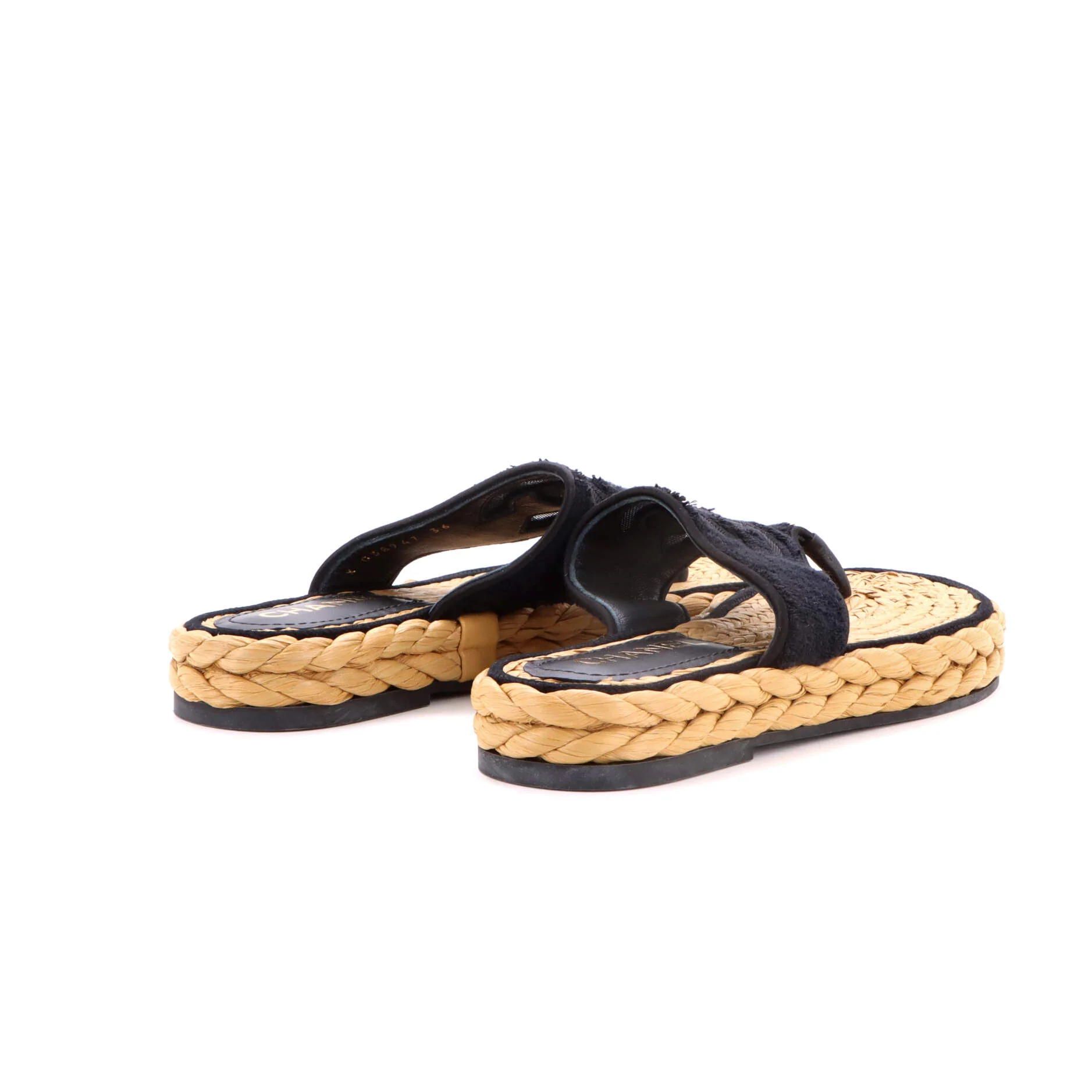 Women's CC Logo Thong Espadrille Sandals Terry Cloth - Image 3