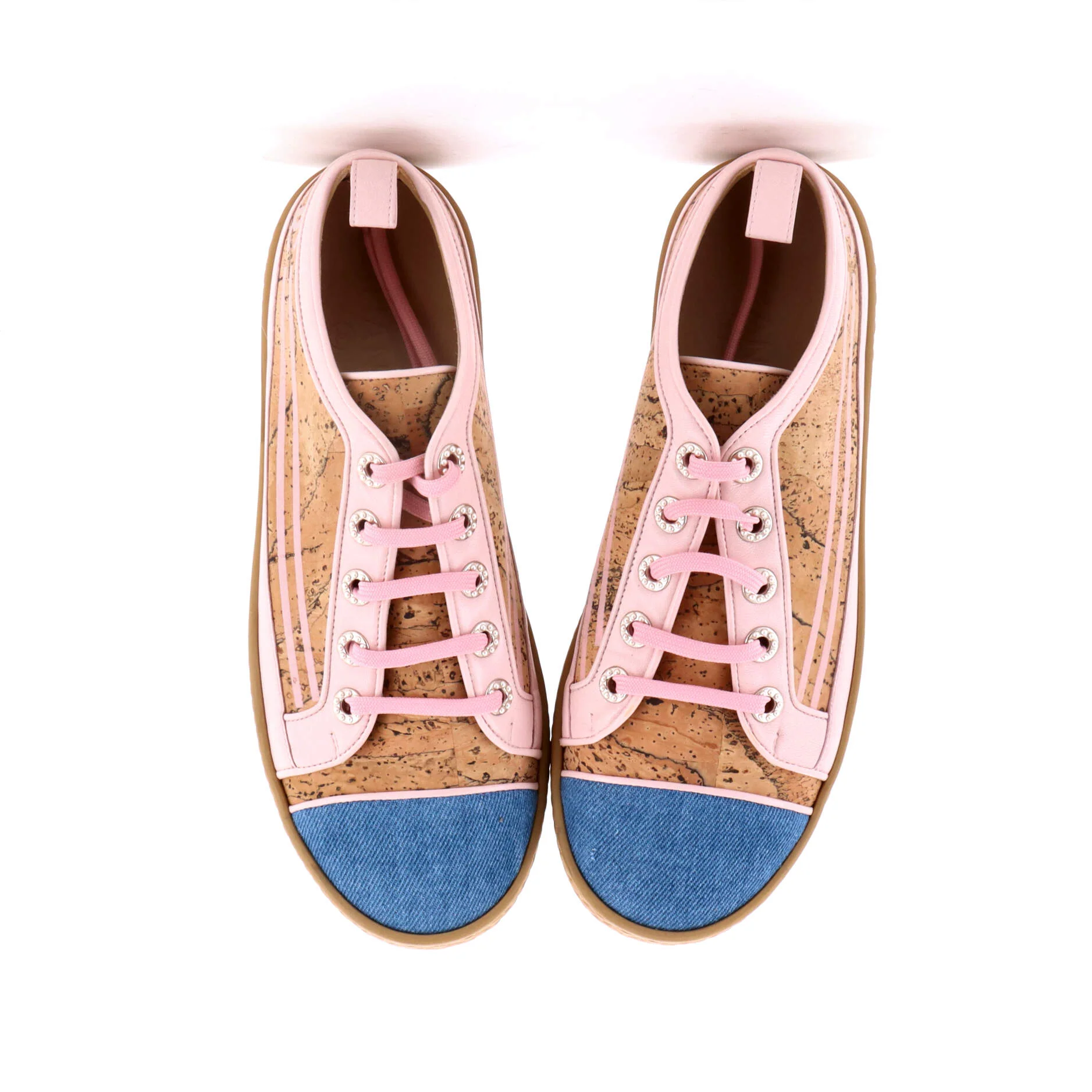 Women's CC Low-Top Sneakers Cork with Leather and Denim - Image 2