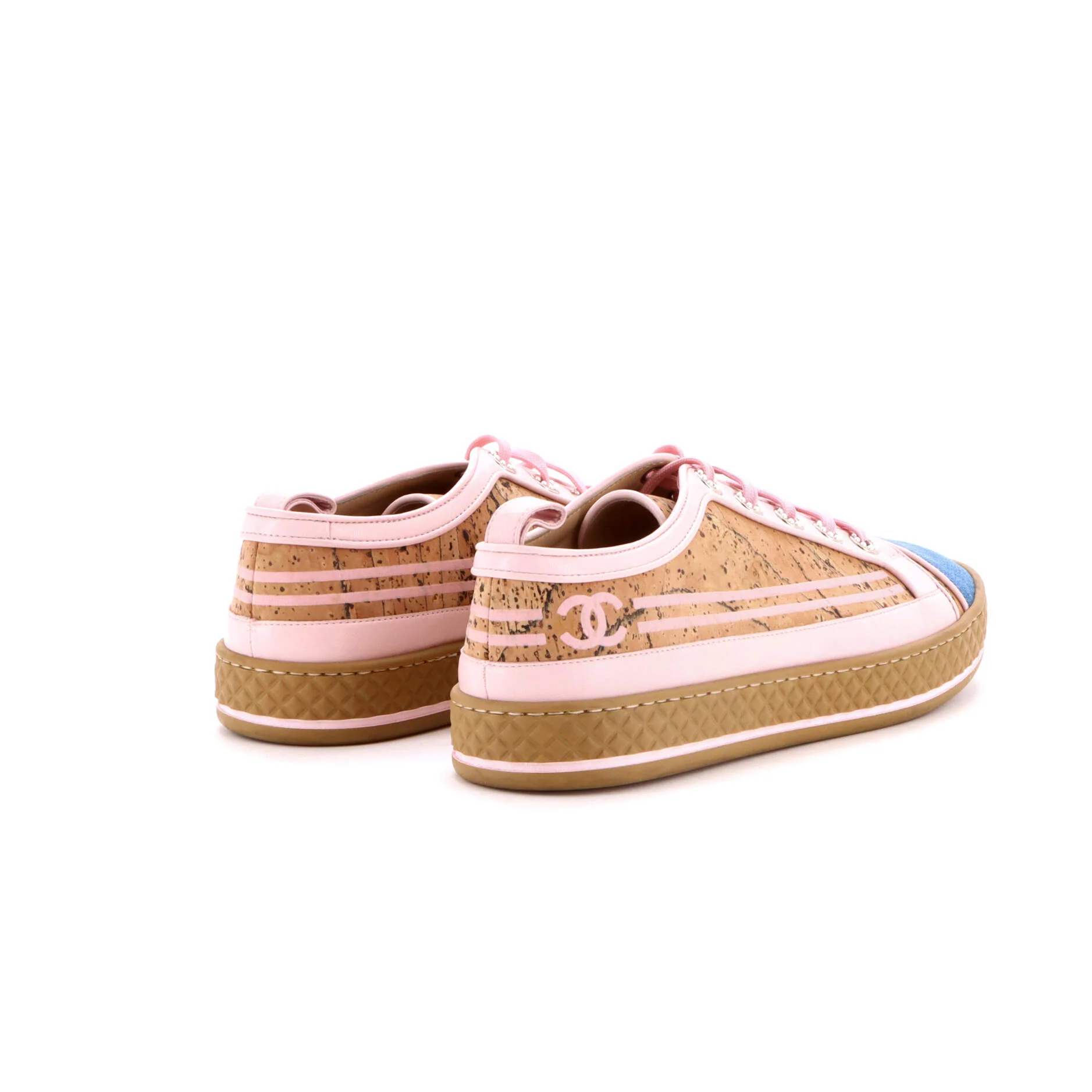 Women's CC Low-Top Sneakers Cork with Leather and Denim - Image 3