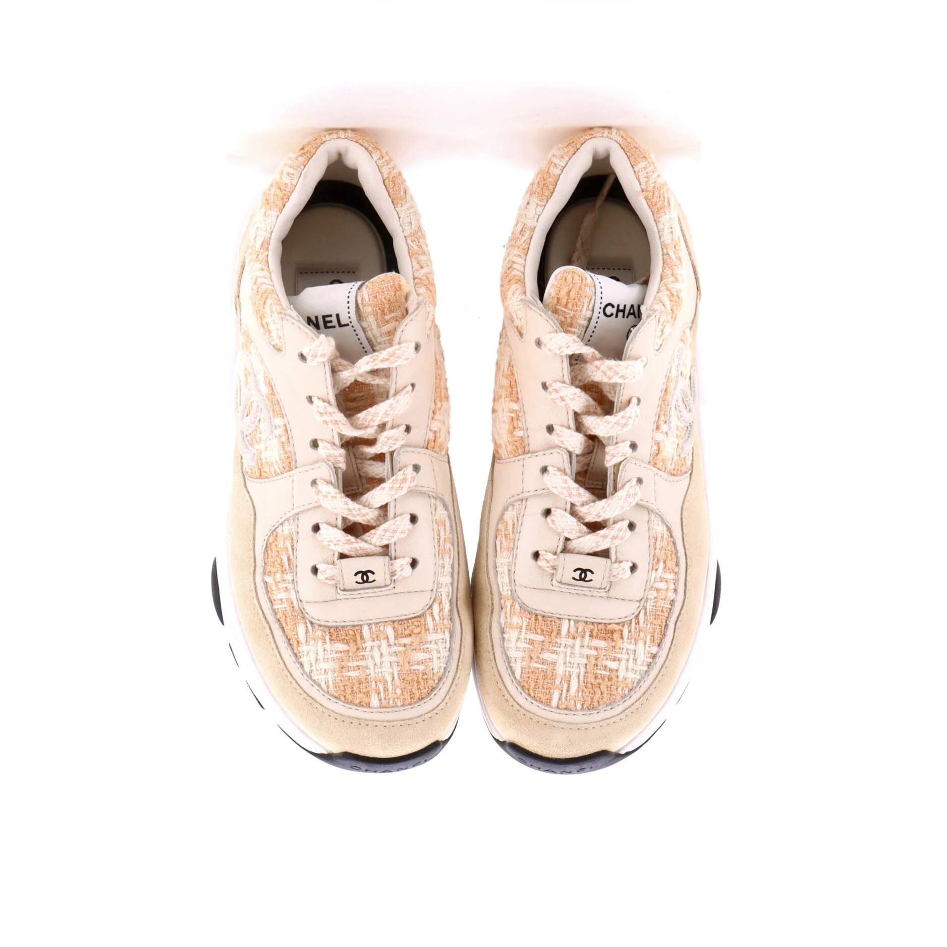Women's CC Low-Top Sneakers Leather and Tweed - Image 2