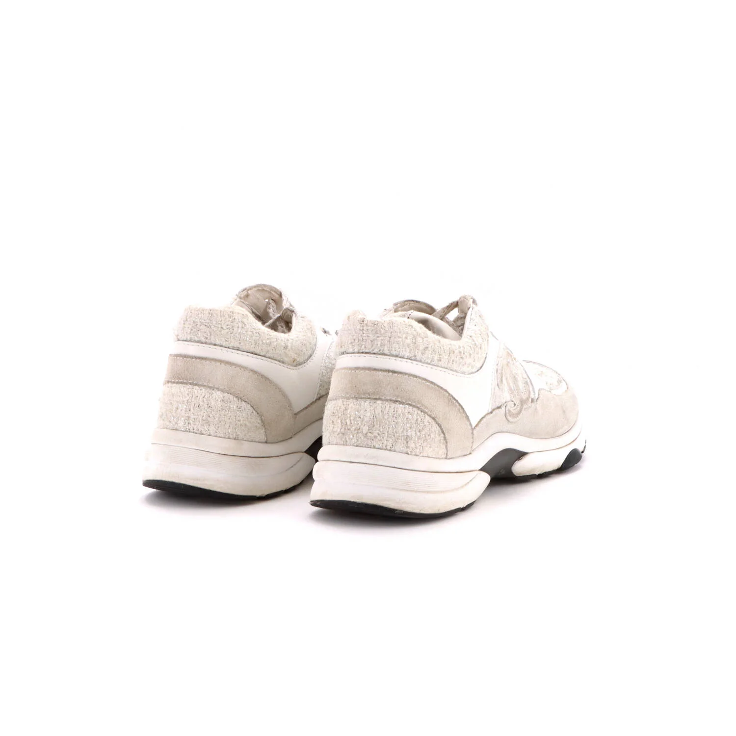 Women's CC Low-Top Sneakers Leather and Tweed - Image 3