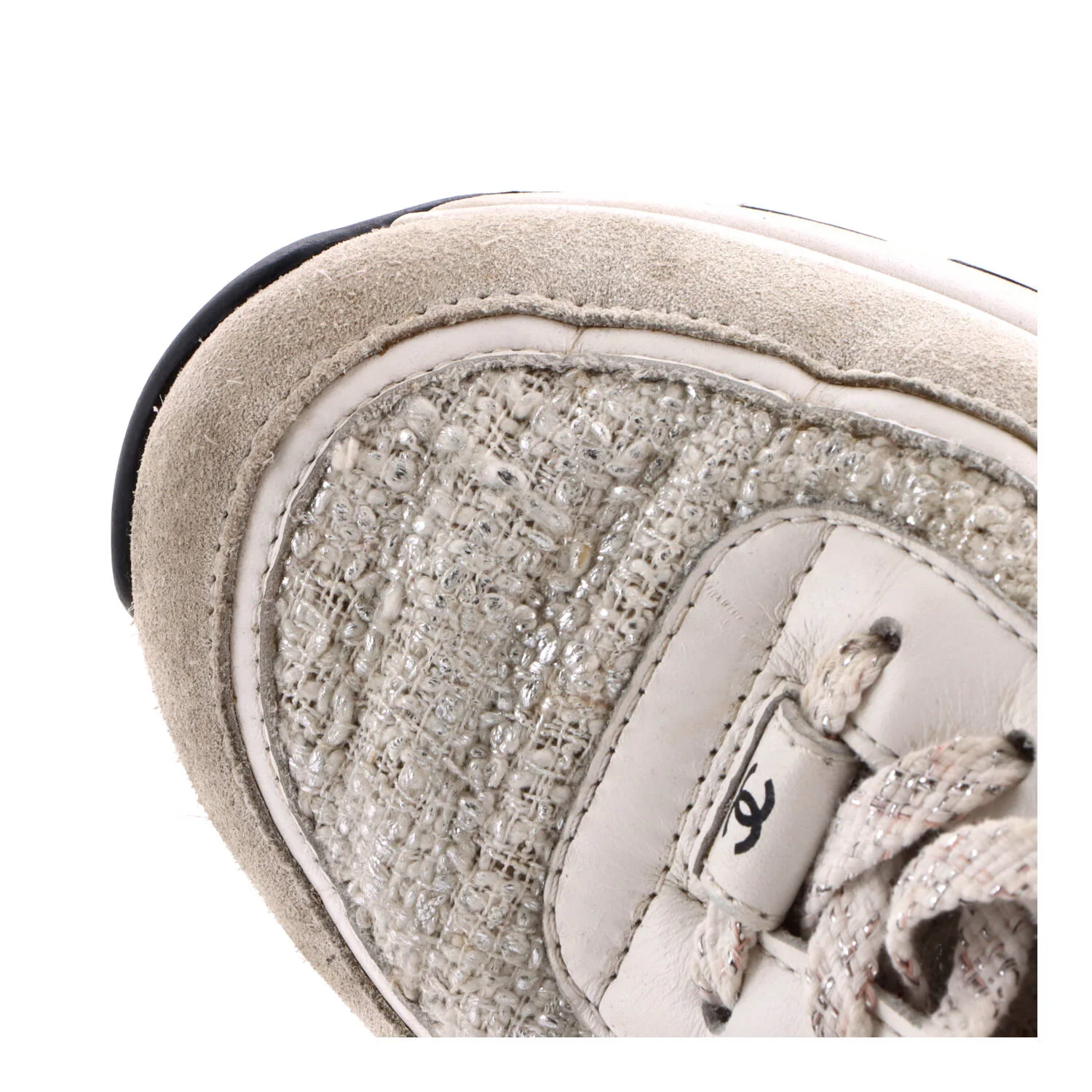 Women's CC Low-Top Sneakers Leather and Tweed - Image 5