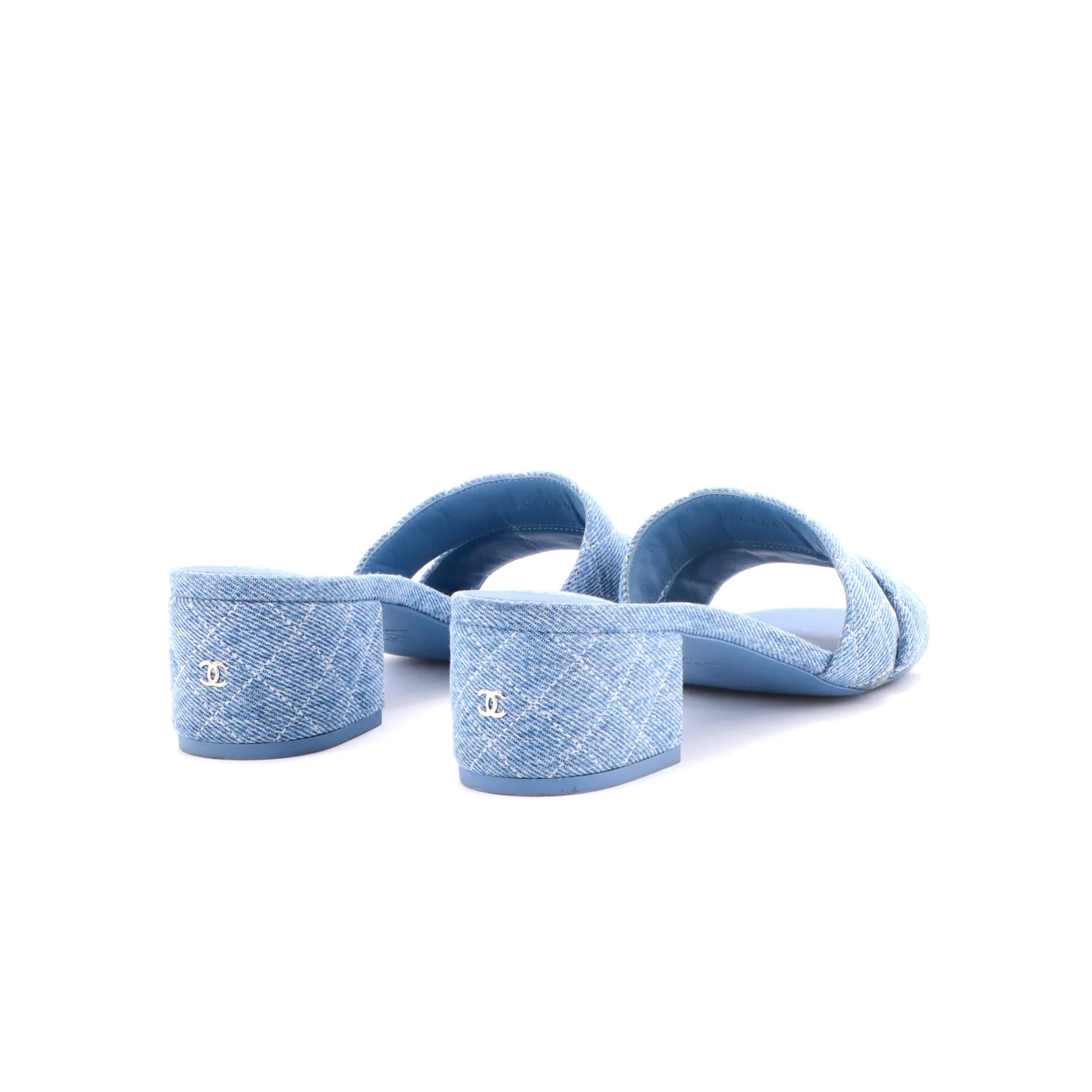 Women's CC Mule Sandals Quilted Denim - Image 3
