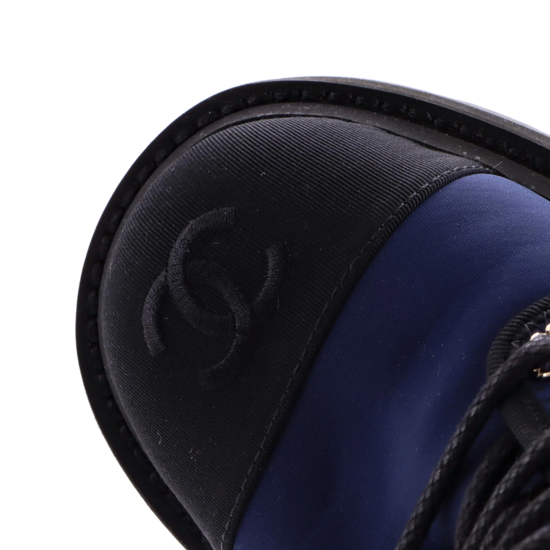 Women's Chain CC Cap Toe Lace Up Combat Boots Quilted Fabric and Grosgrain - Image 5