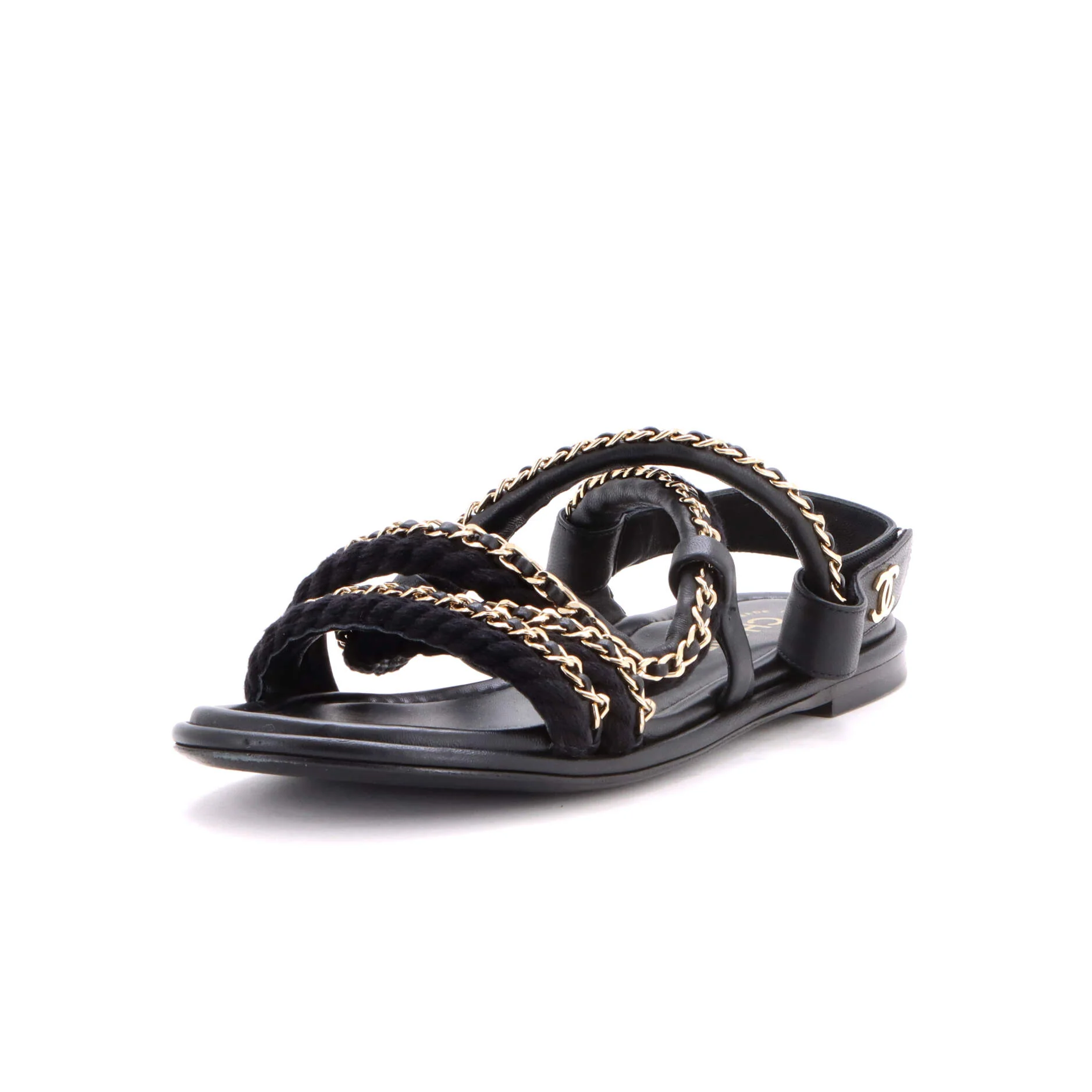 Women's Chain CC Slingback Sandals Braided Cord and Leather