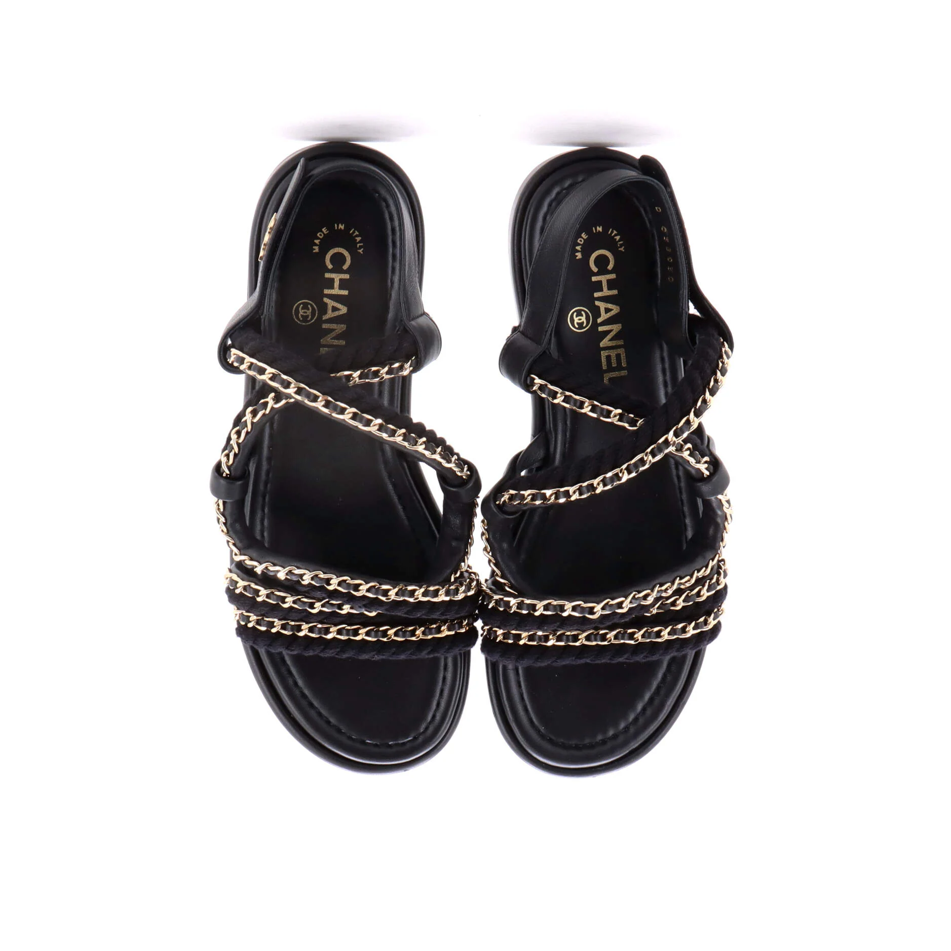 Women's Chain CC Slingback Sandals Braided Cord and Leather - Image 2