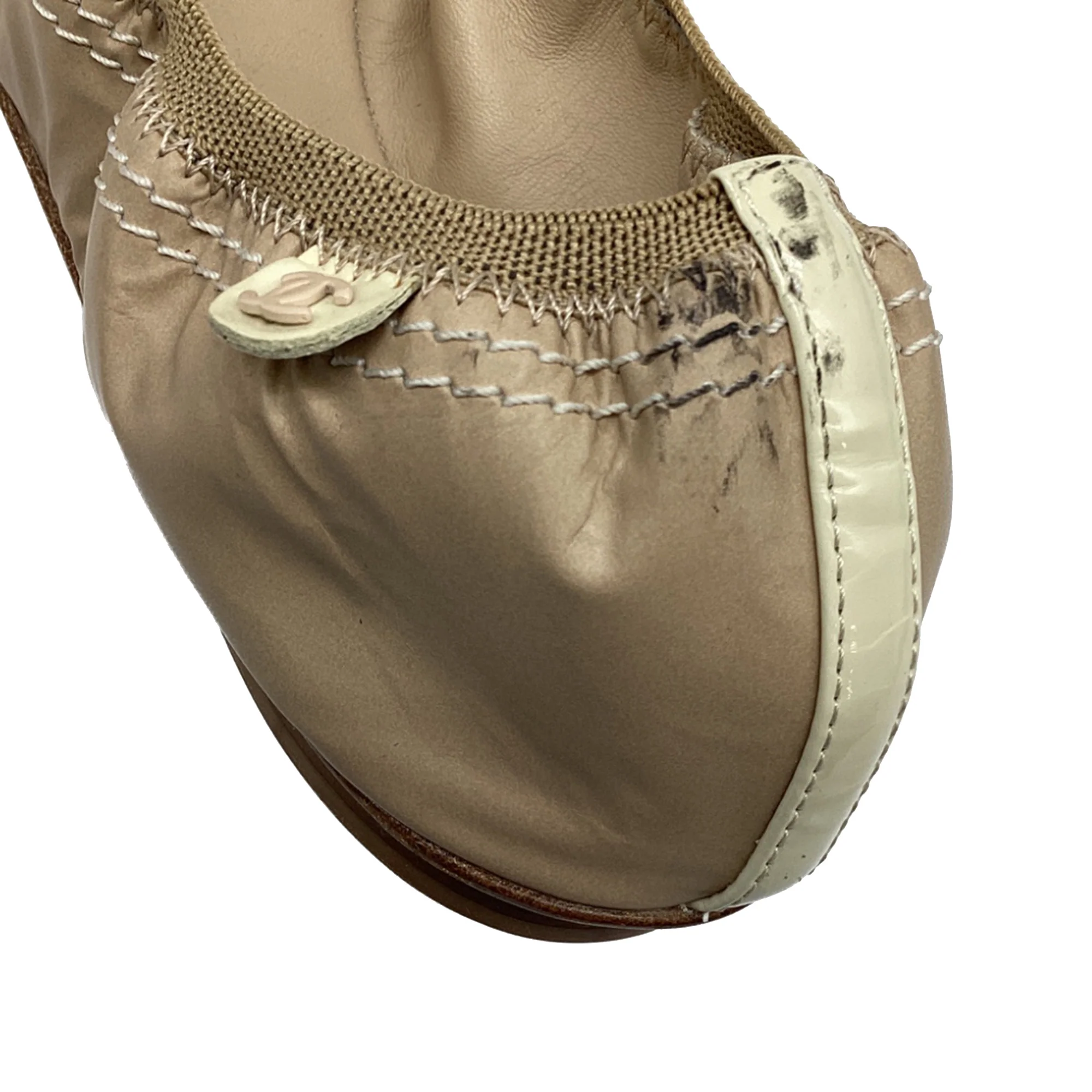 Women's Chanel CC Cap-Toe Ballet Flats in Beige Leather - Image 7