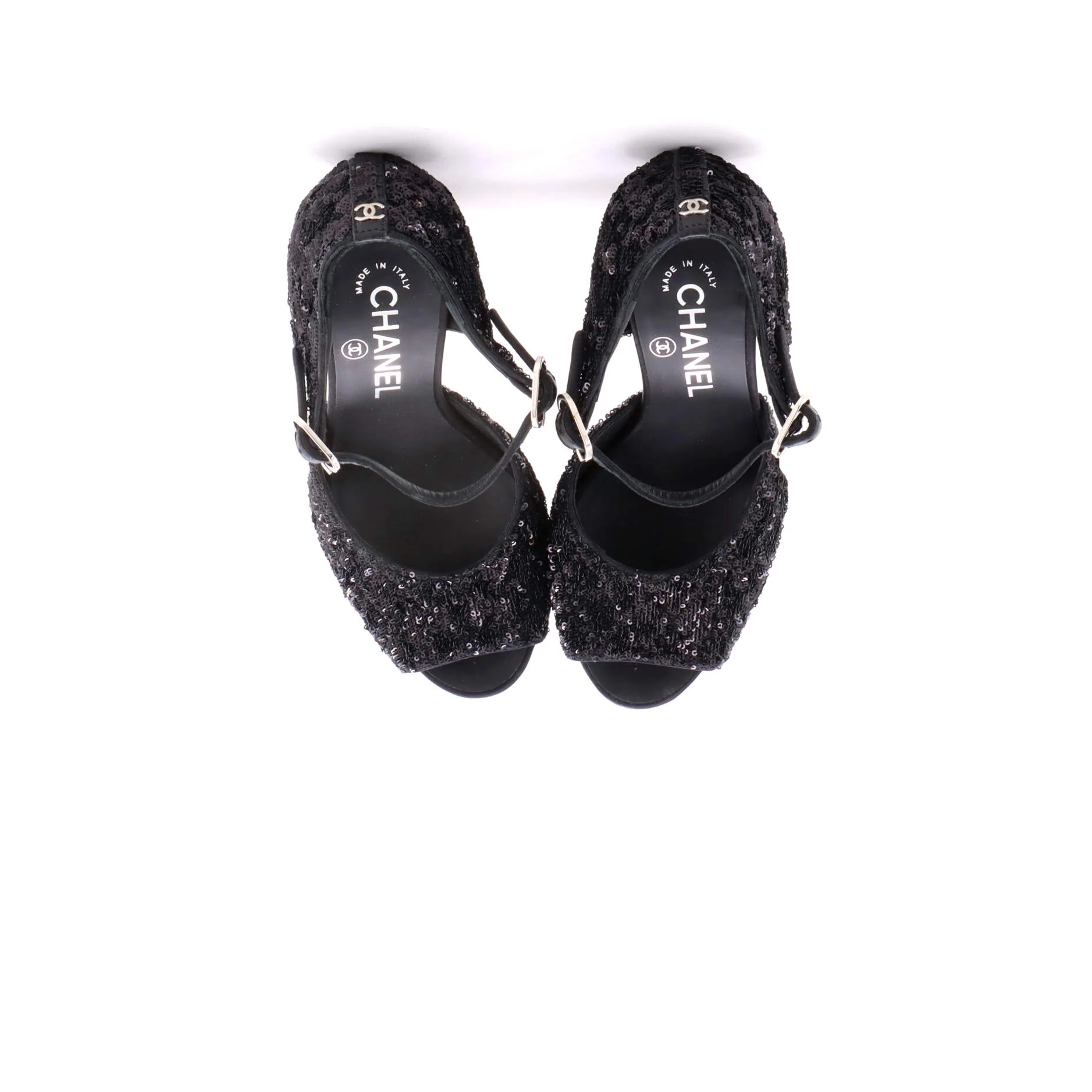 Women's Quilted Platform Sandals Sequins and Quilted Metal - Image 2