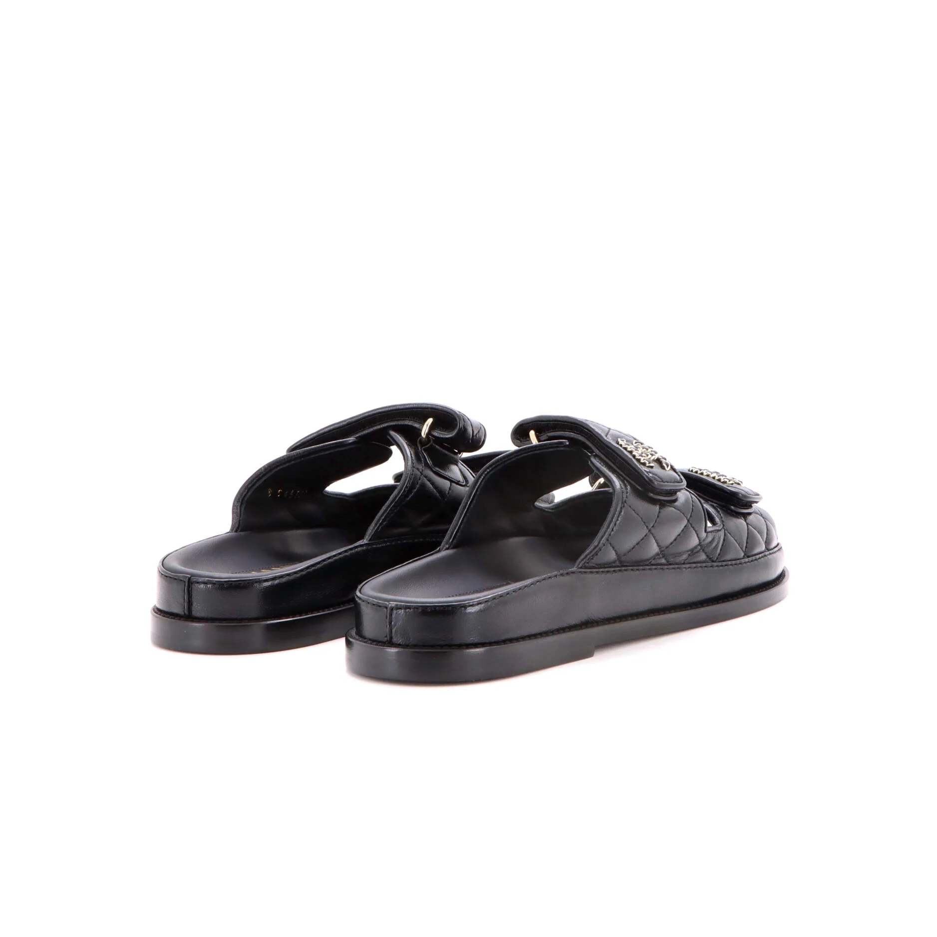 Women's Velcro Open Back Dad Sandals Quilted Leather - Image 3