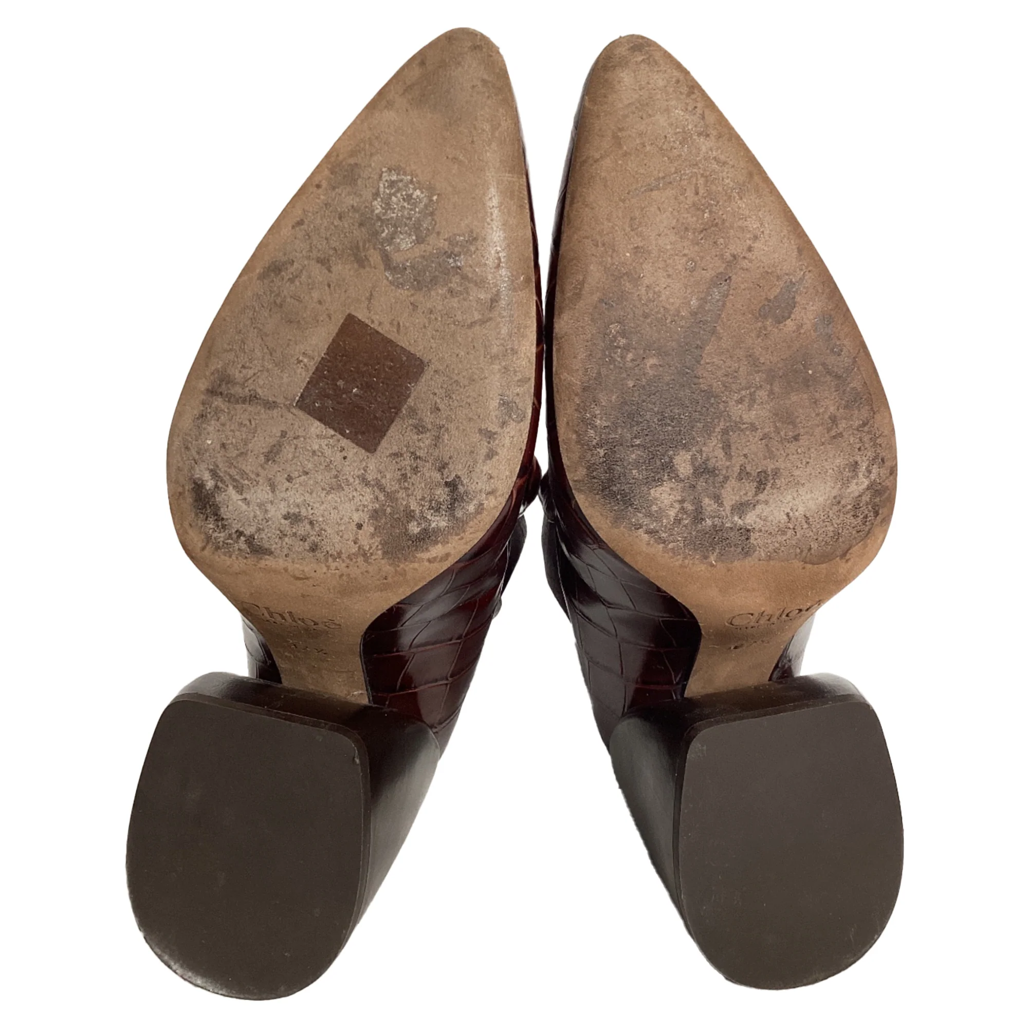 Women's Chloé Wave Crocodile-Embossed Ankle Boots in Brown Leather - Image 6