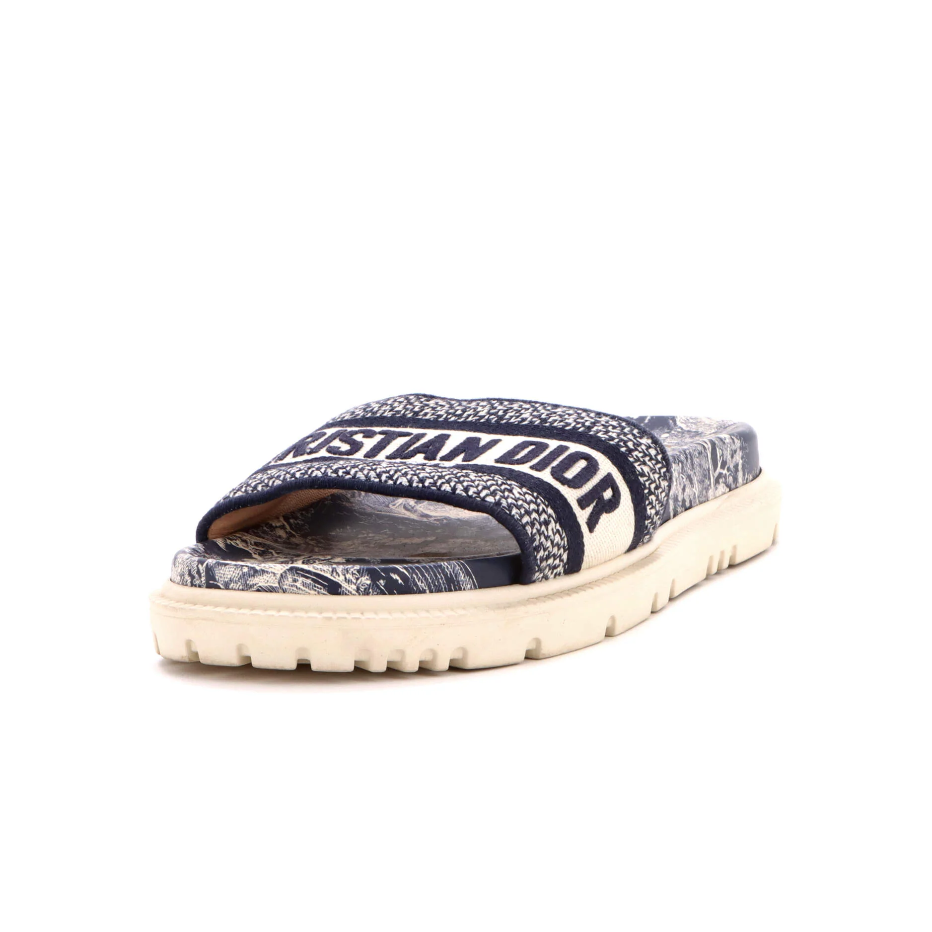 Women's Dway Slide Sandals Embroidered Canvas and Rubber