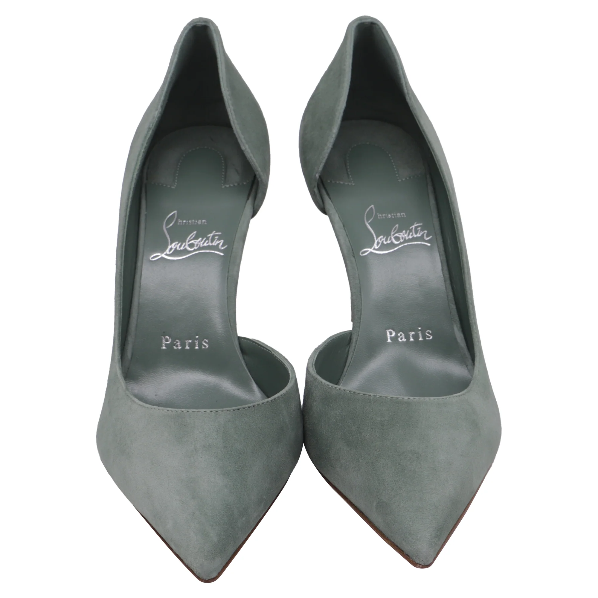 Women's Christian Louboutin Iriza 85 Pumps in Green Suede - Image 2