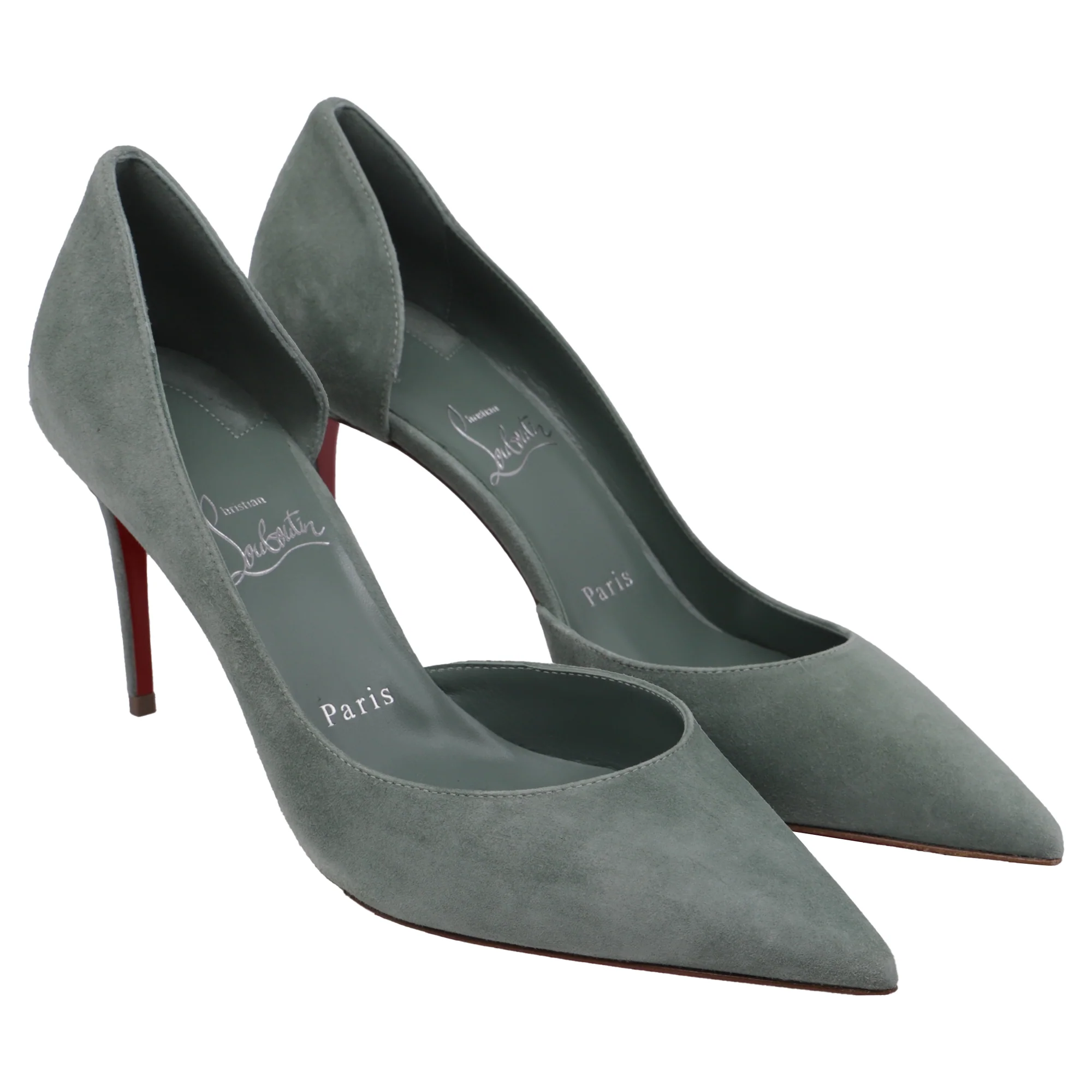 Women's Christian Louboutin Iriza 85 Pumps in Green Suede - Image 3