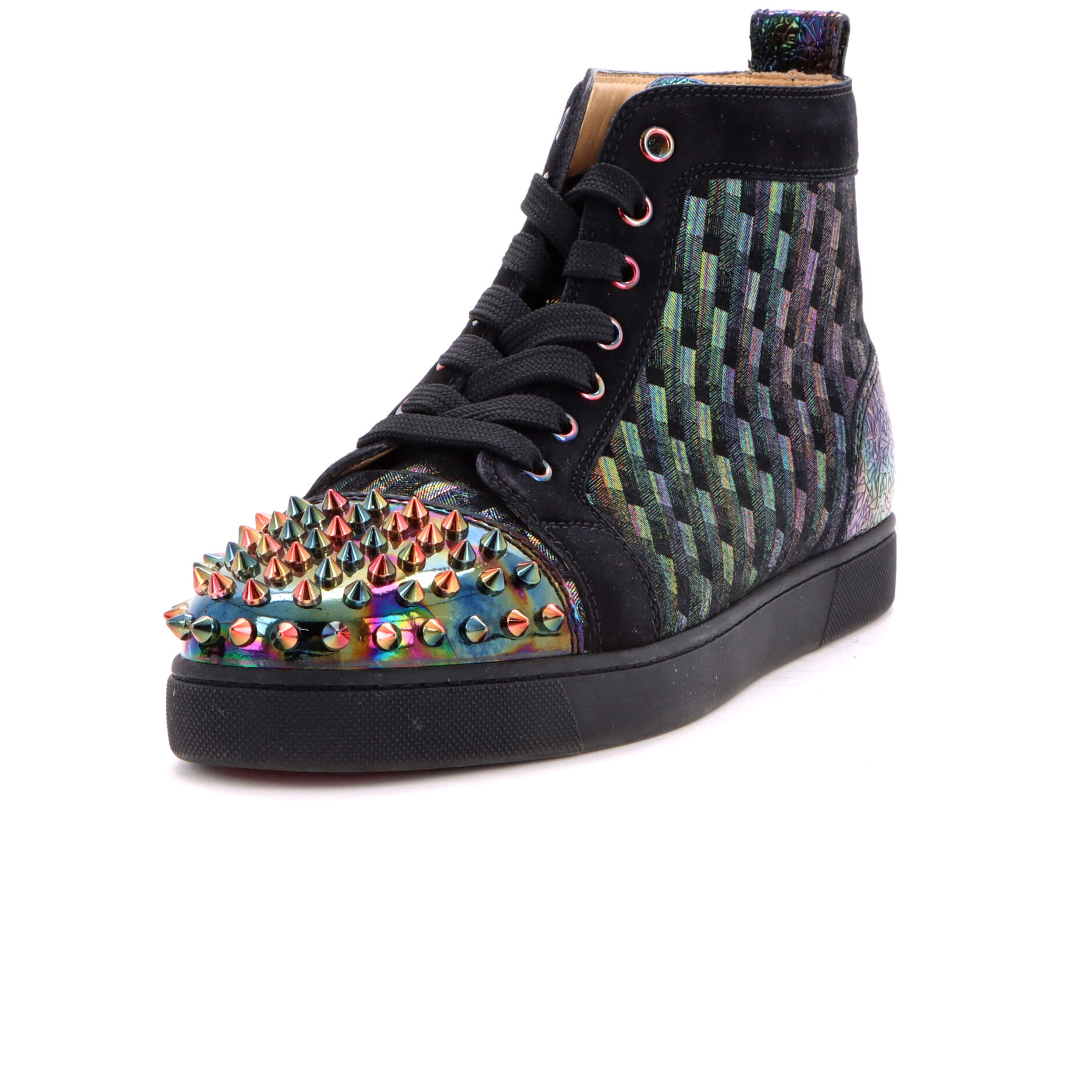 Women's Lou Spikes Flat High-Top Sneakers Fabric and Leather