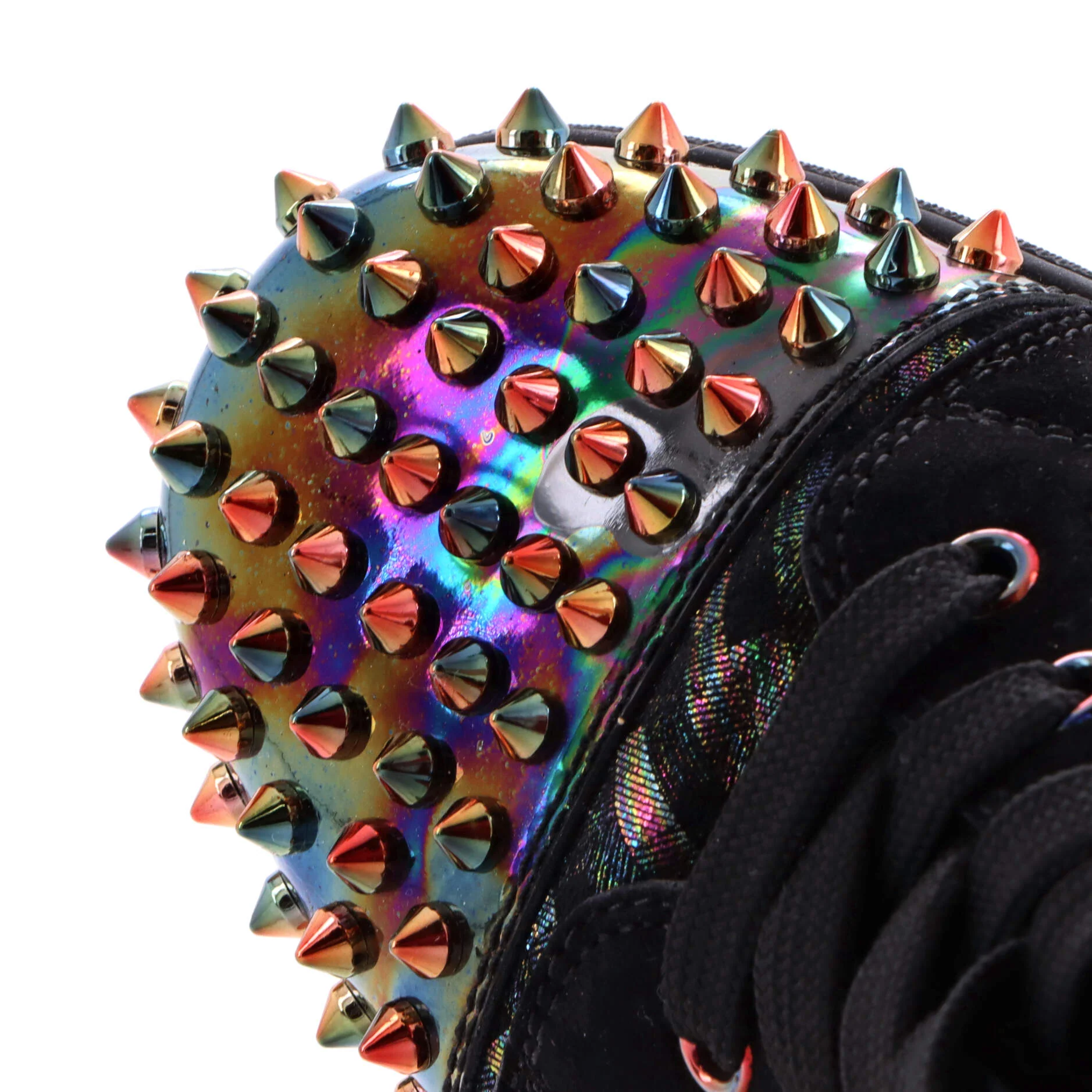 Women's Lou Spikes Flat High-Top Sneakers Fabric and Leather - Image 5