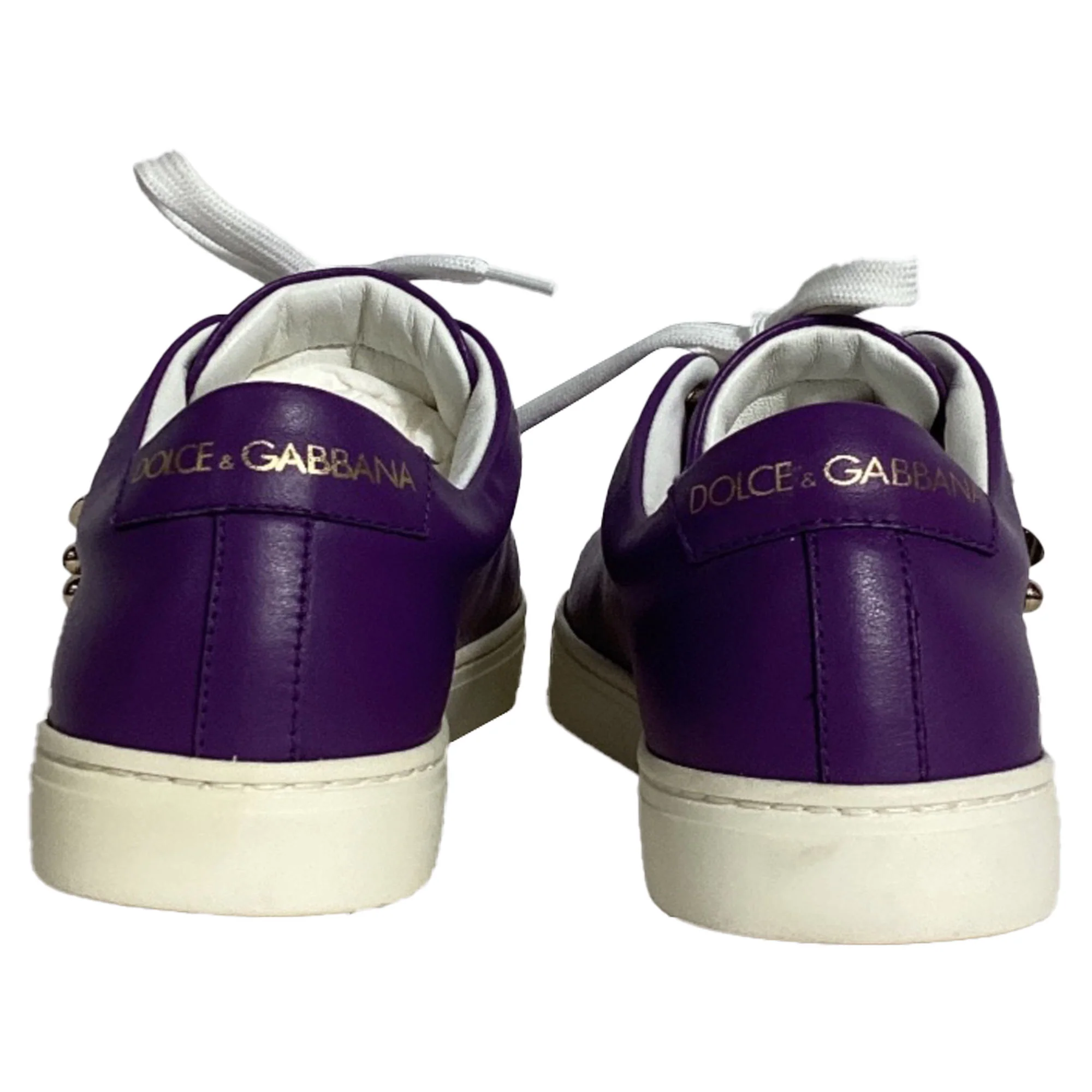 Women's Dolce and Gabbana Sacred Heart Sneakers in Purple Leather - Image 3