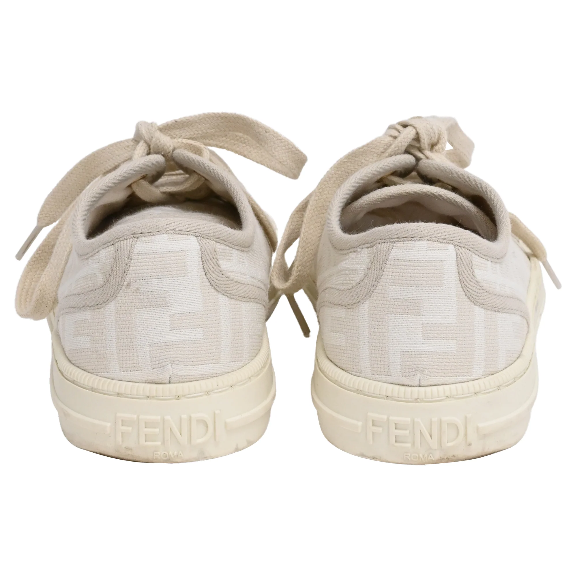 Women's Fendi Domino Low Top Sneakers in White Canvas - Image 3