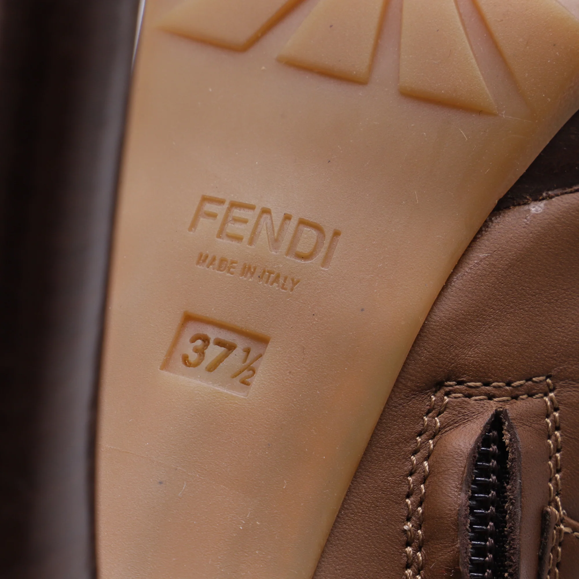 Women's Fendi Lace-Up Buckled Platform Ankle Boots in Brown Leather - Image 7