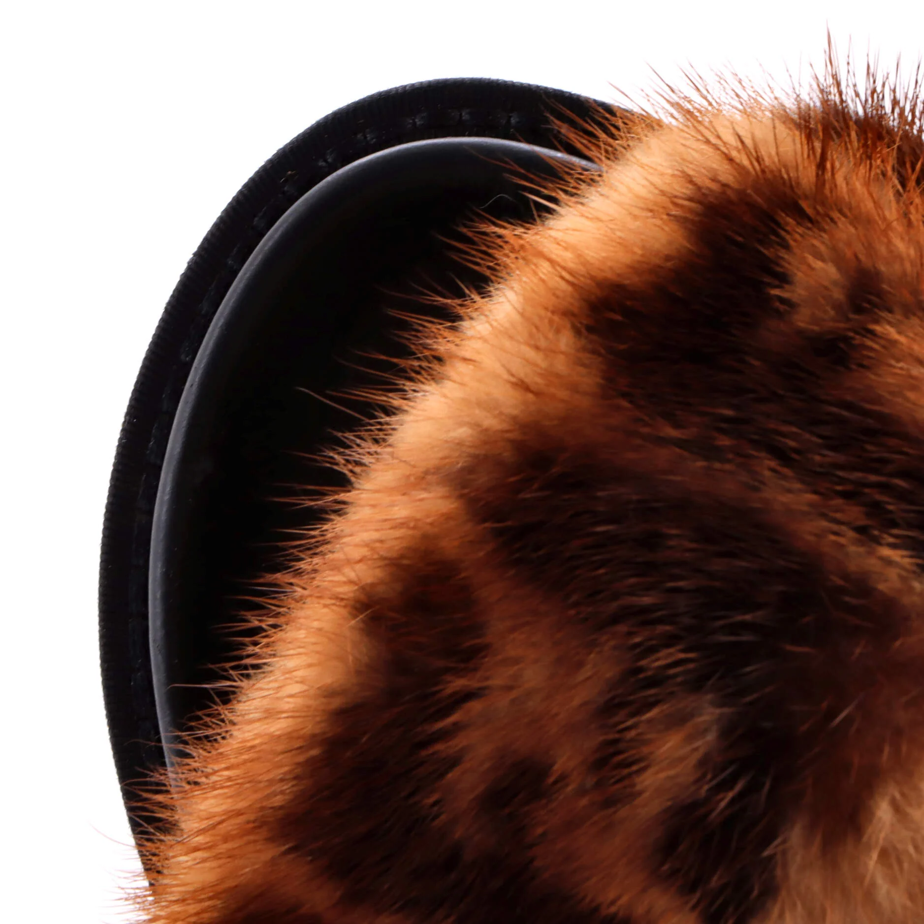Women's FF Flat Sandals Leather with Mink Fur - Image 5