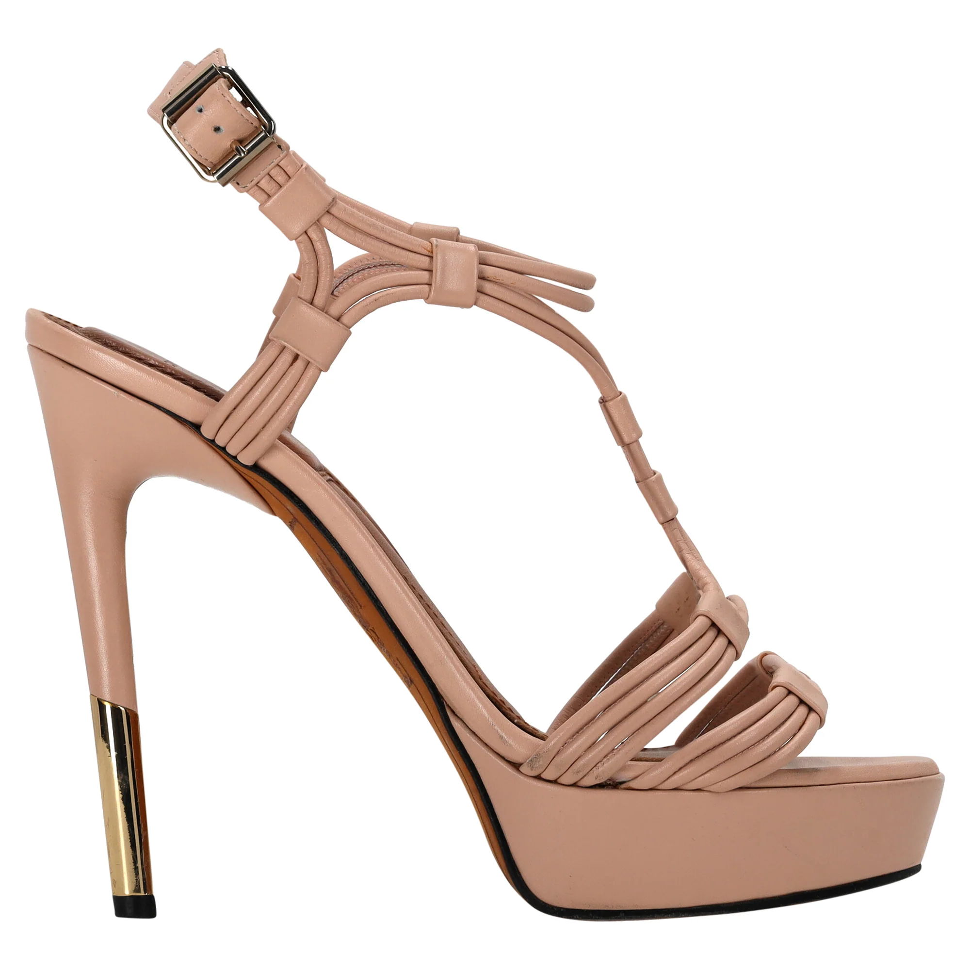 Women's Givenchy T-Strap Platform Sandals in Beige Leather