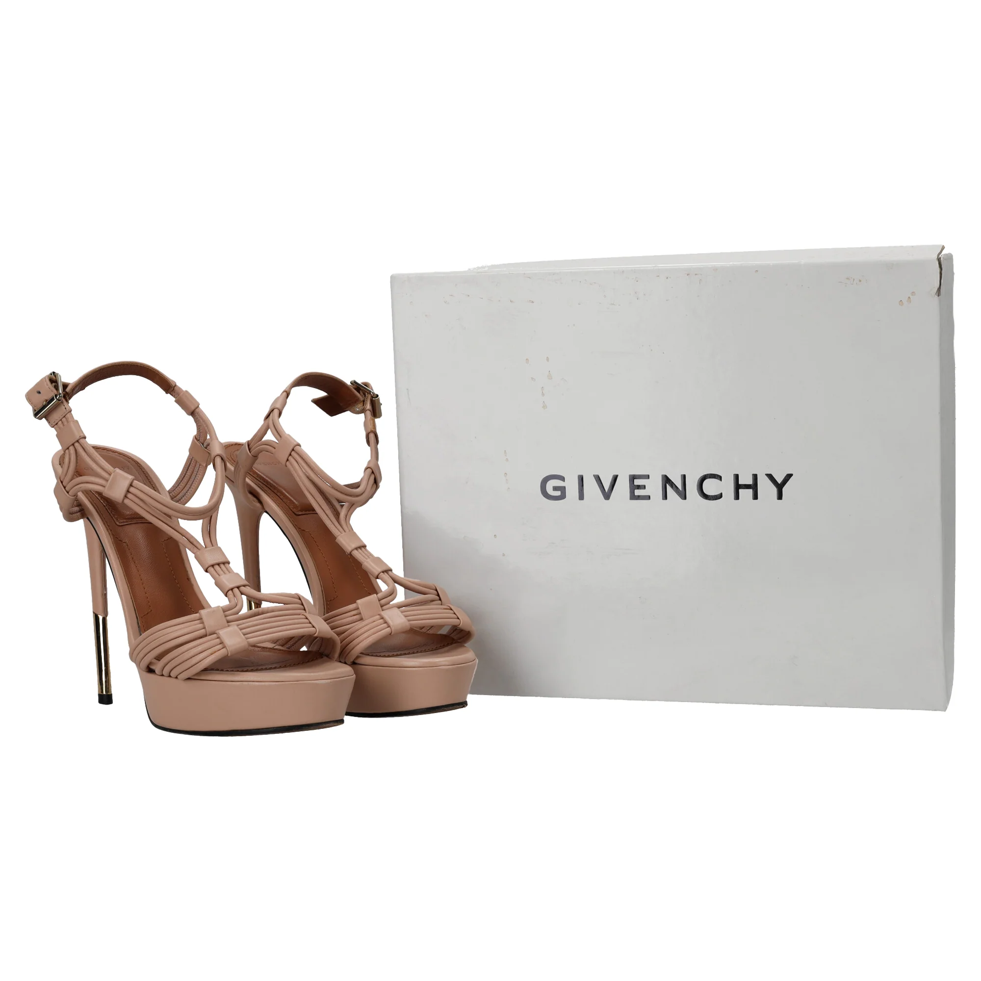 Women's Givenchy T-Strap Platform Sandals in Beige Leather - Image 7