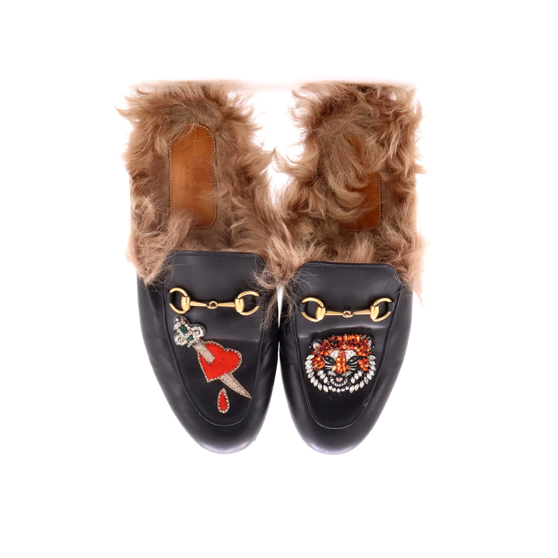 Men's Princetown Mules Embroidered Leather with Fur - Image 2