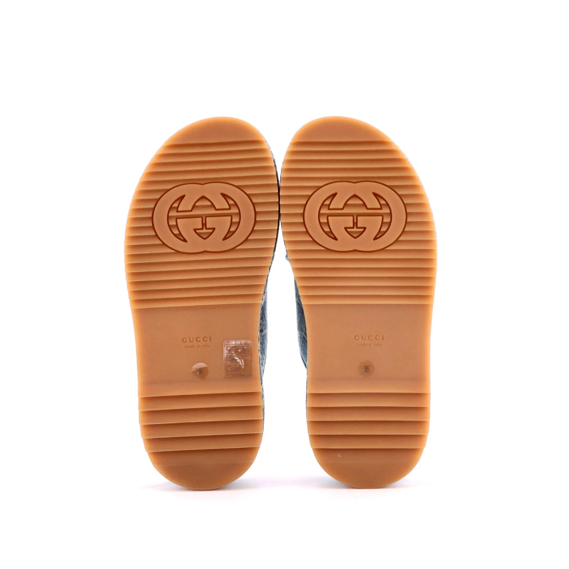 Women's Criss Cross Platform Slide Sandals GG Denim - Image 4