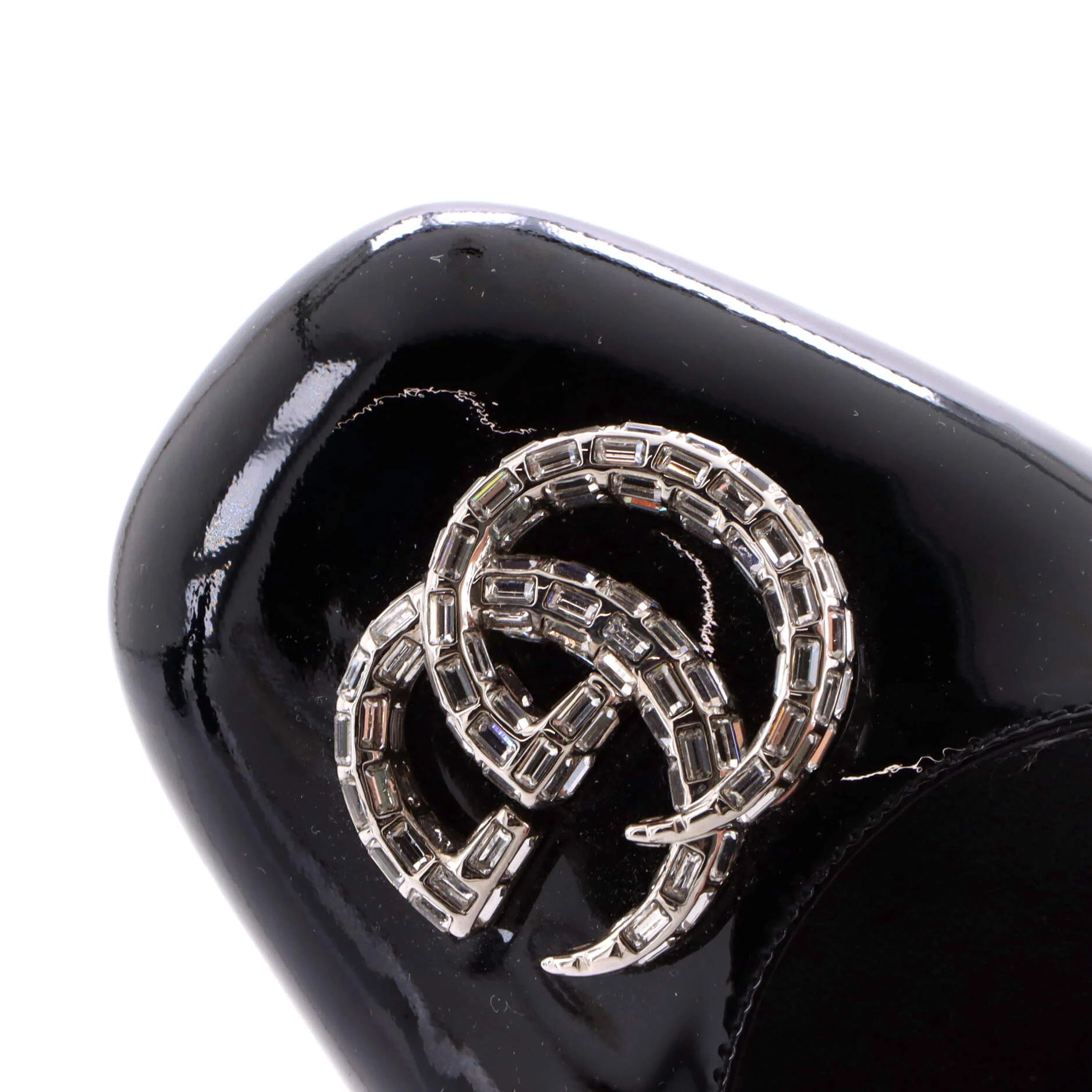 Women's Double G Platform Pumps Patent with Crystals - Image 5
