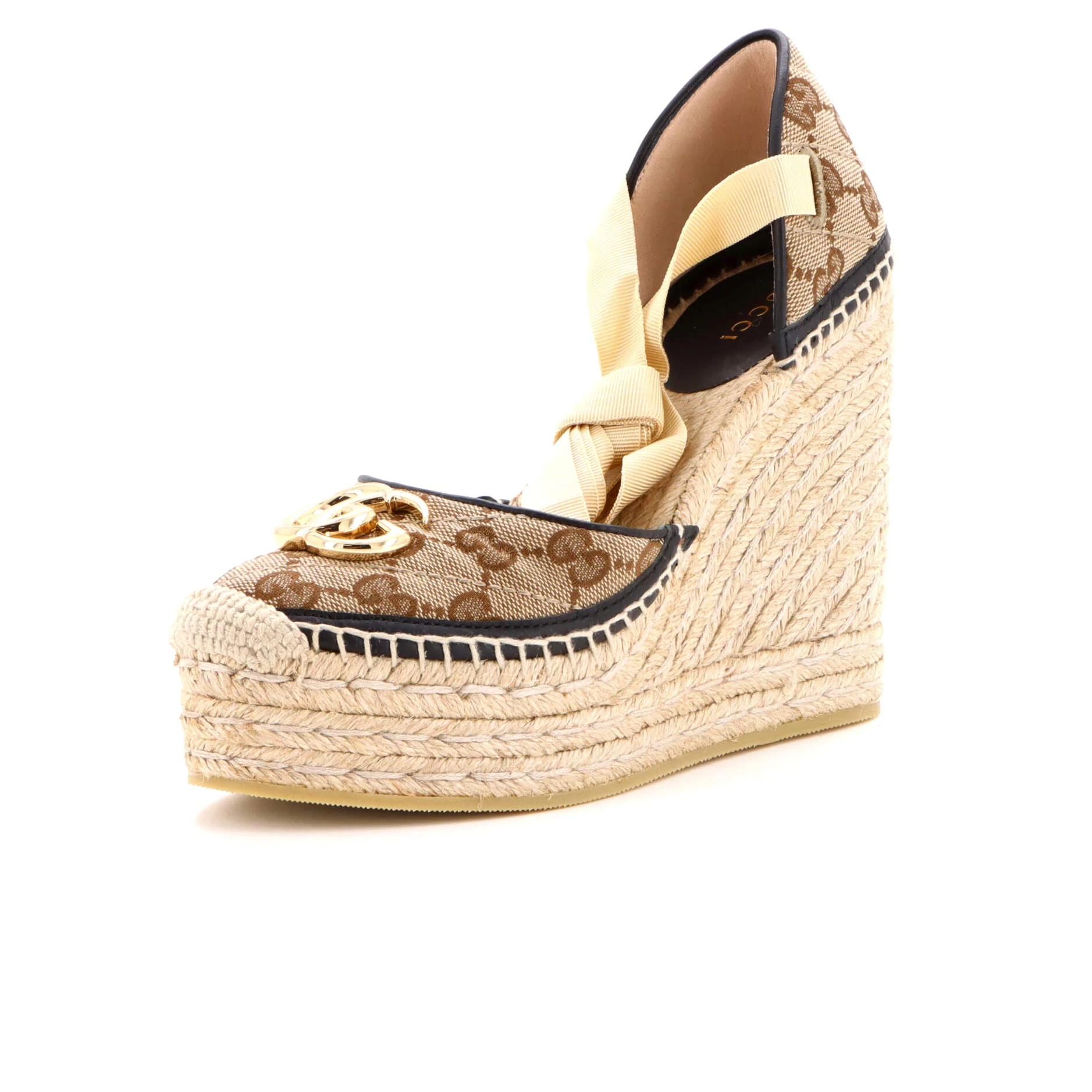 Women's GG Marmont Wedge Espadrilles Diagonal Quilted GG Canvas