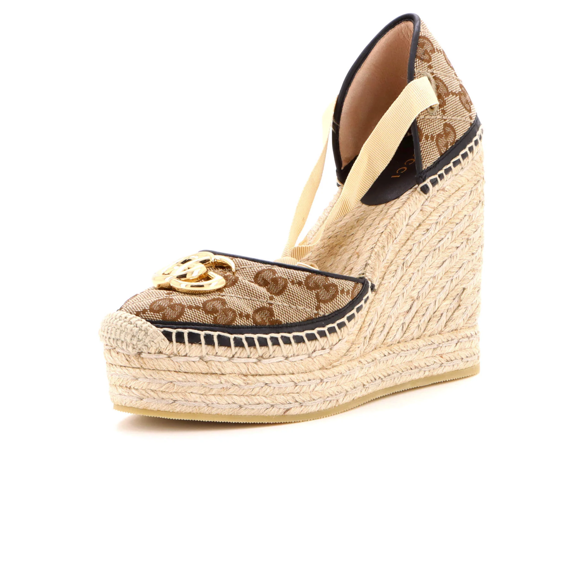 Women's GG Marmont Wedge Espadrilles Diagonal Quilted GG Canvas
