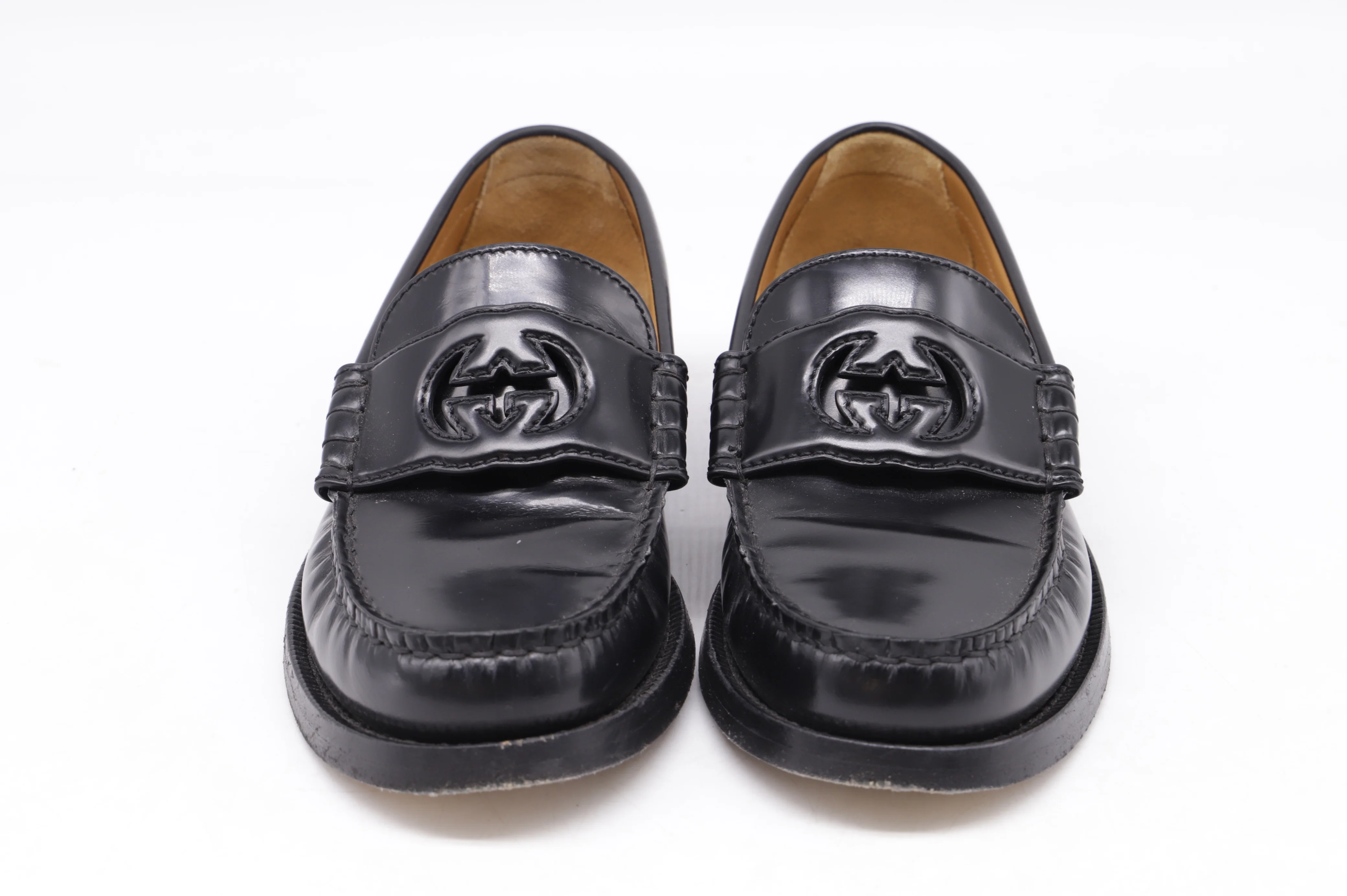 Women's Gucci Millennial Ribot Cut Out Interlocking G Loafers in Black Leather - Image 10