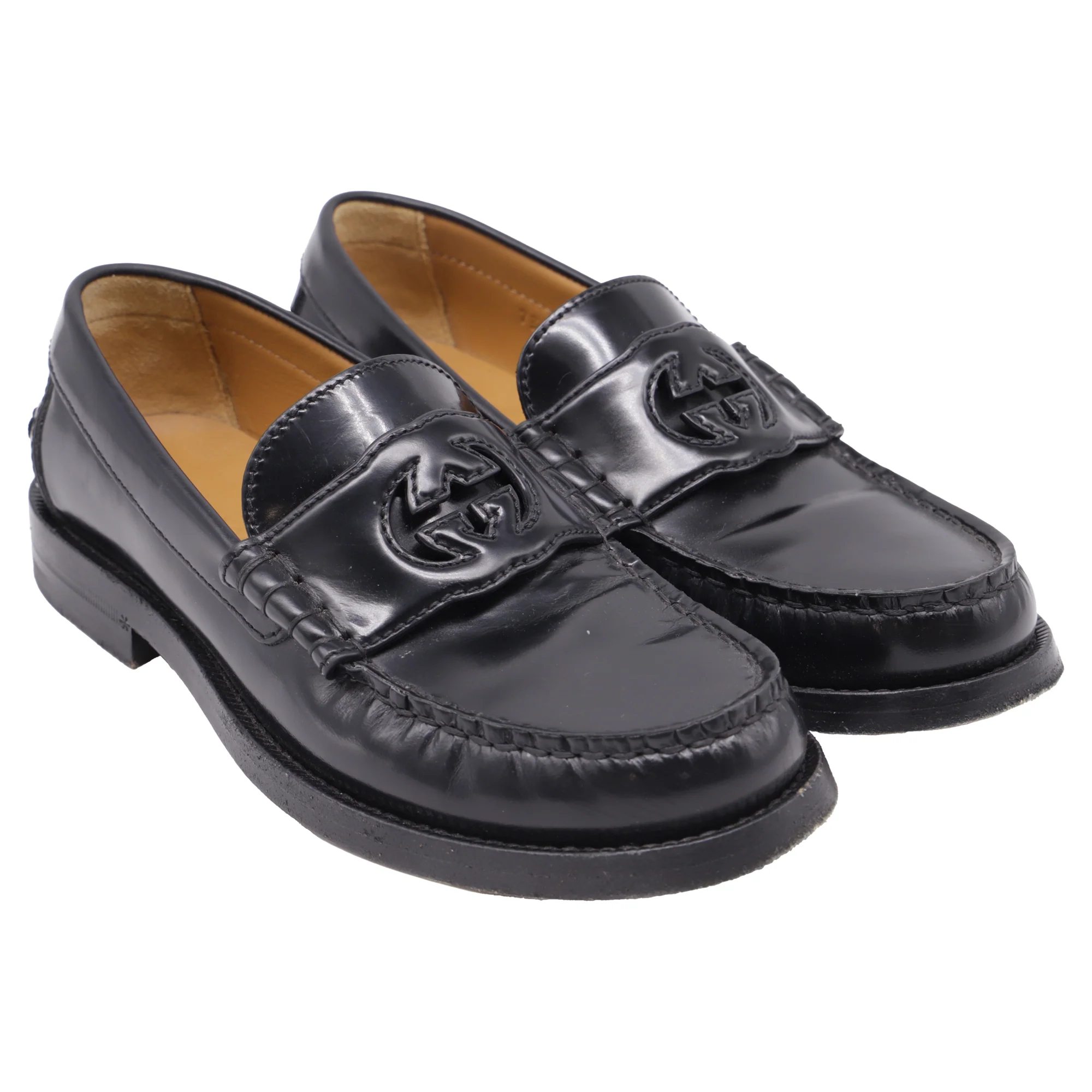 Women's Gucci Millennial Ribot Cut Out Interlocking G Loafers in Black Leather - Image 3