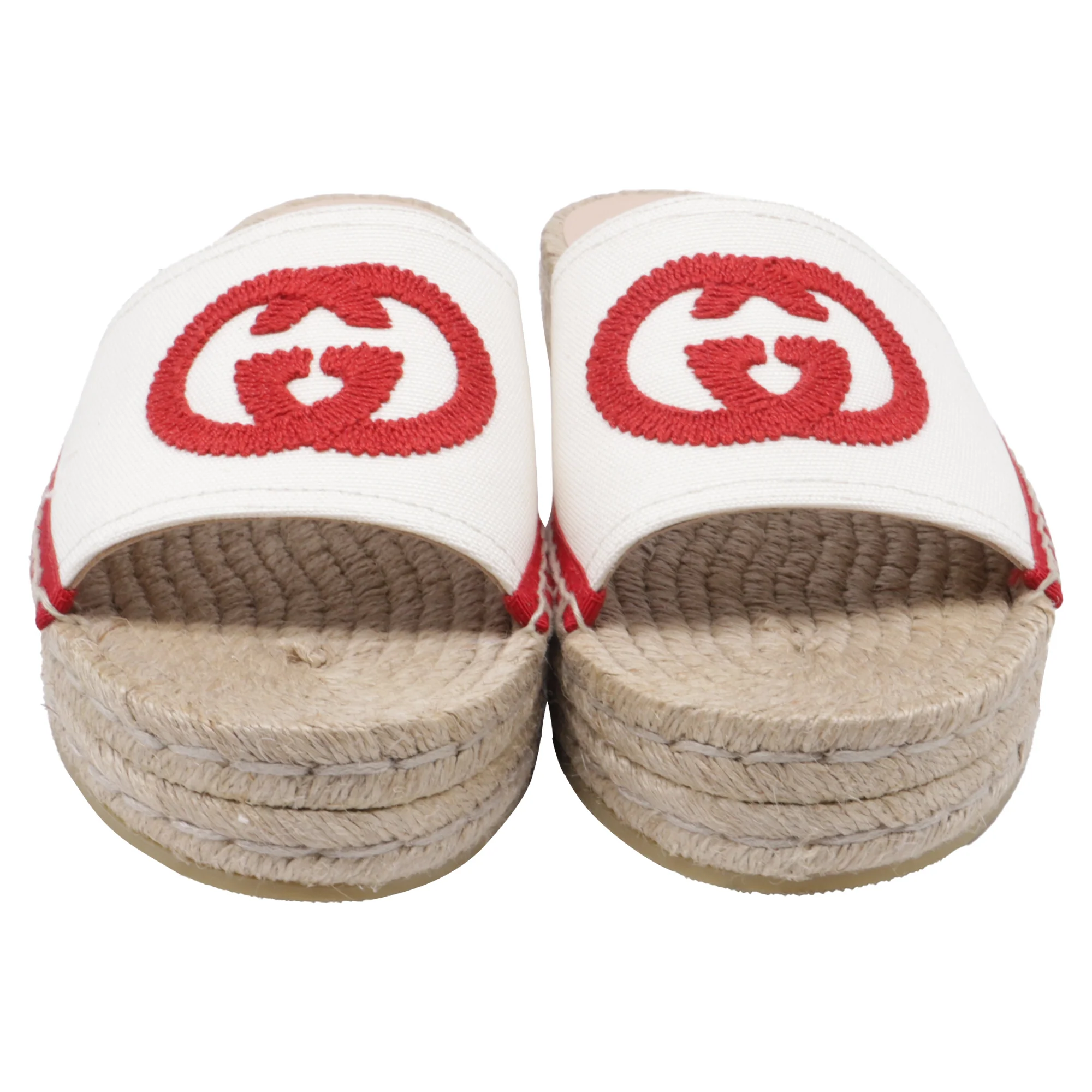 Women's Gucci Pilar GG Espadrille Slide Sandals in White Canvas - Image 2