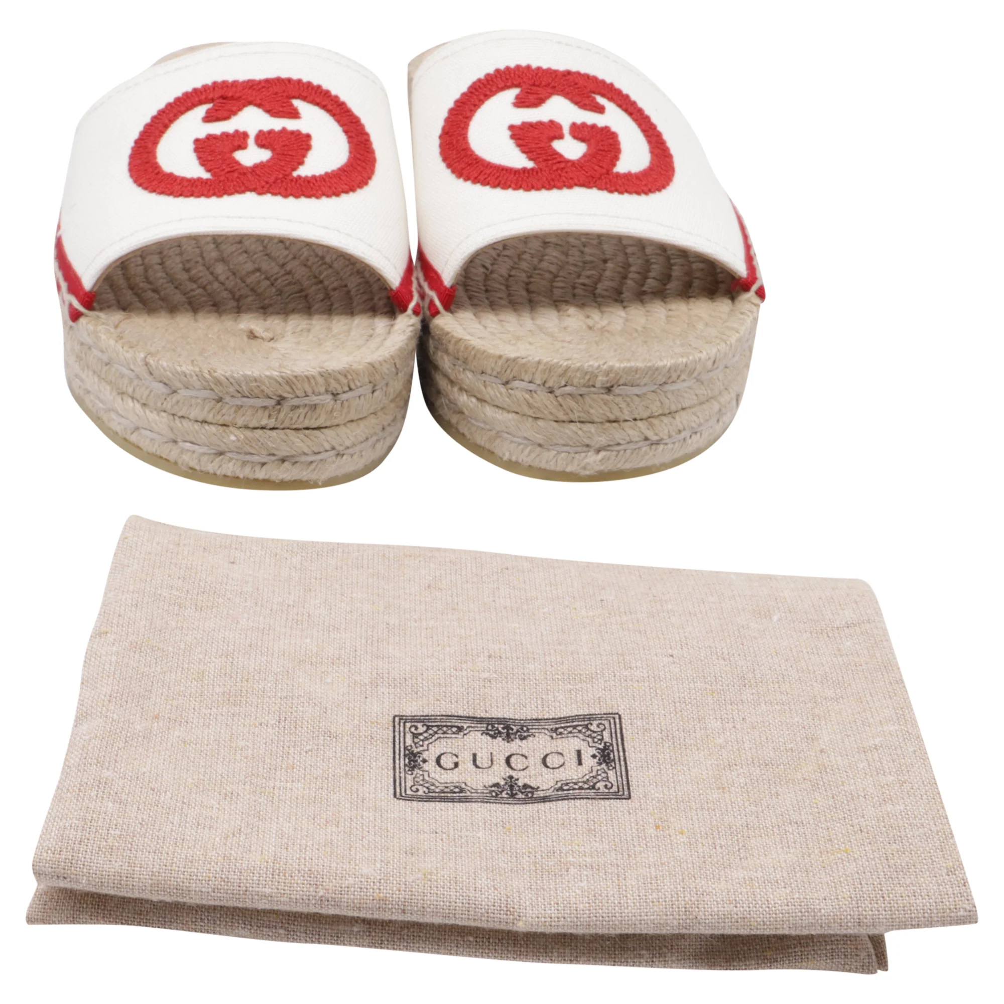 Women's Gucci Pilar GG Espadrille Slide Sandals in White Canvas - Image 7