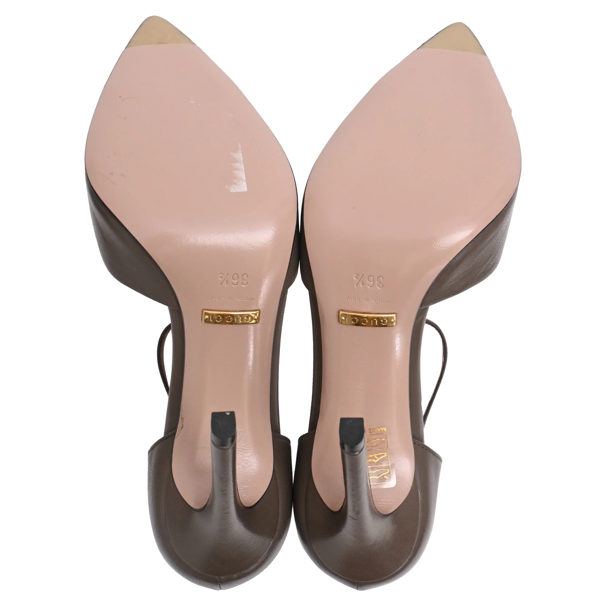 Women's Gucci Studded Coline T-Strap Pumps in Brown Leather - Image 6