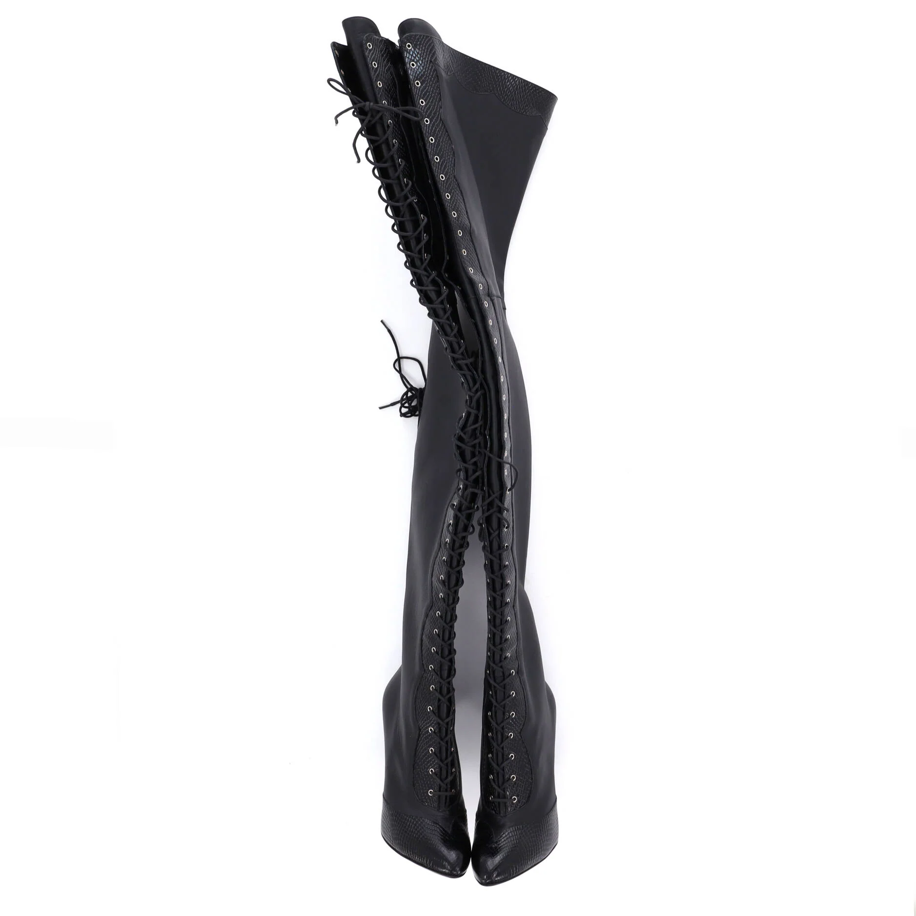 Women's Harriet Over The Knee Boots Leather and Python Embossed Leather - Image 3