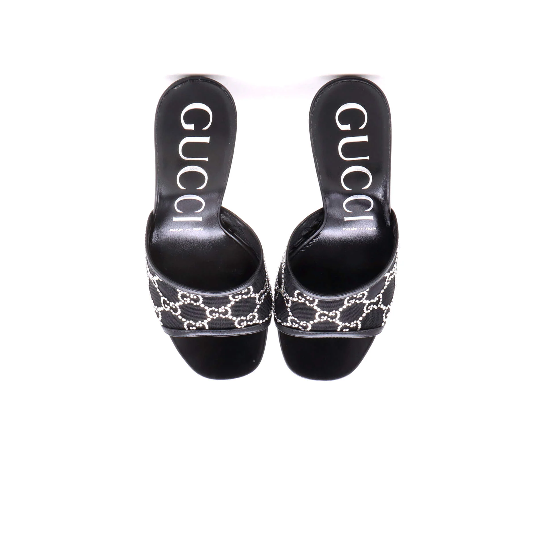 Women's Heeled Mule Sandals Crystal GG Embellished Mesh - Image 2