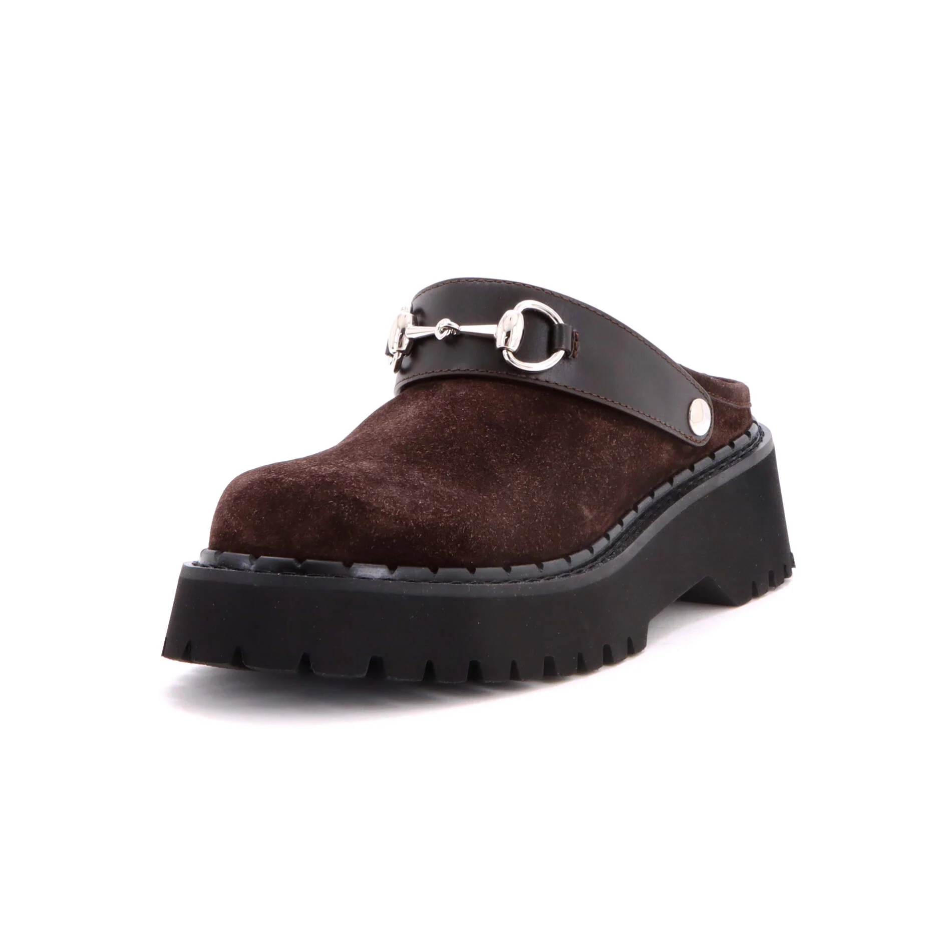 Women's Horsebit Platform Mules Suede
